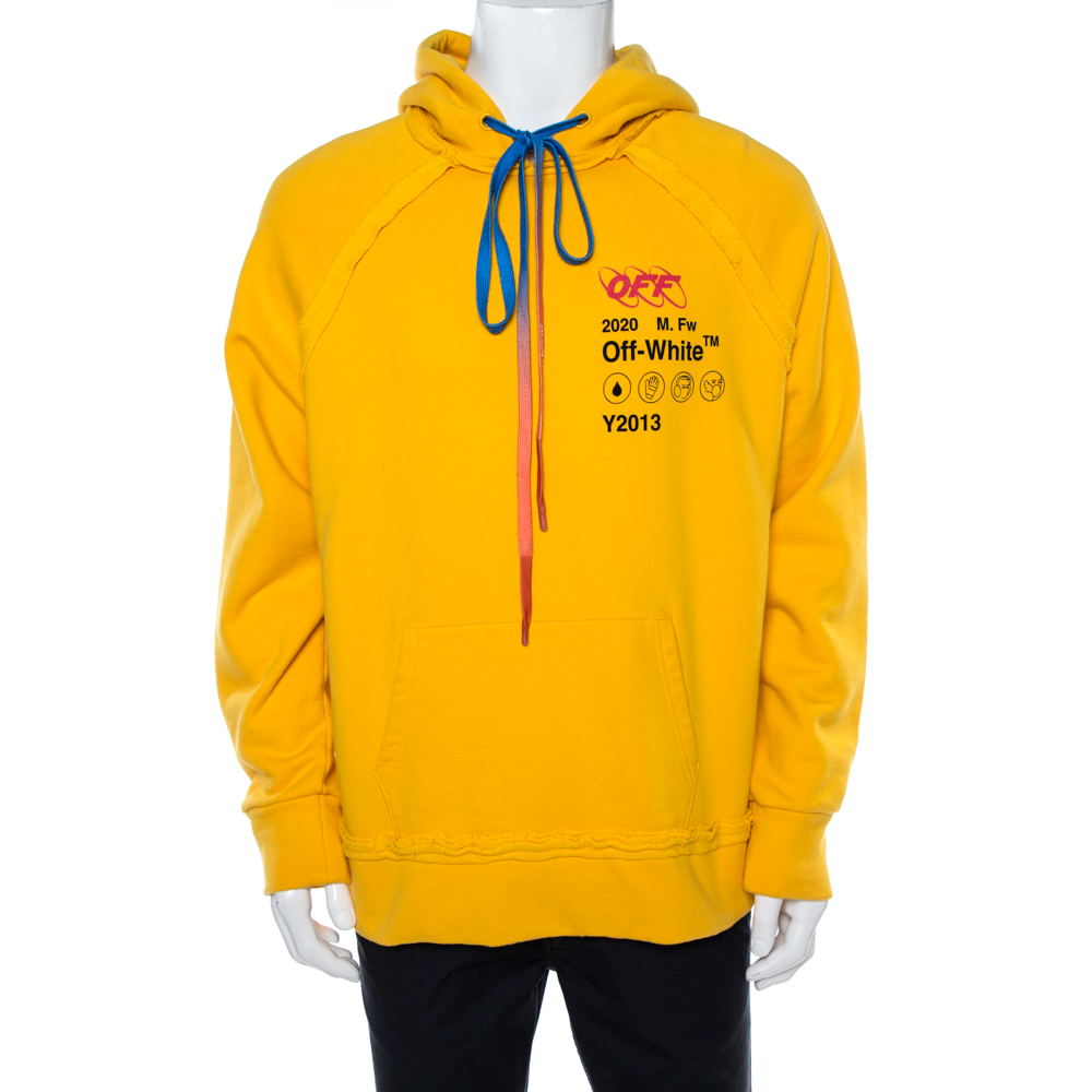 

Off-White Yellow Industrial Y013 Print Cotton Hoodie