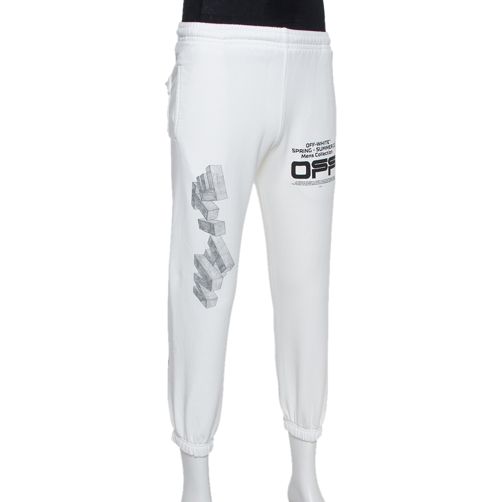 

OFF-White White Logo Printed Cotton Joggers
