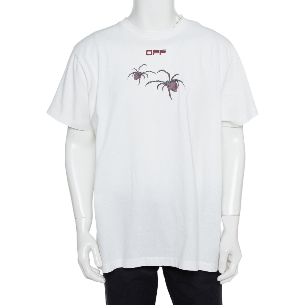 Pre-owned Off-white White Cotton Arachno Arrow Printed Crewneck Oversized T-shirt Xs