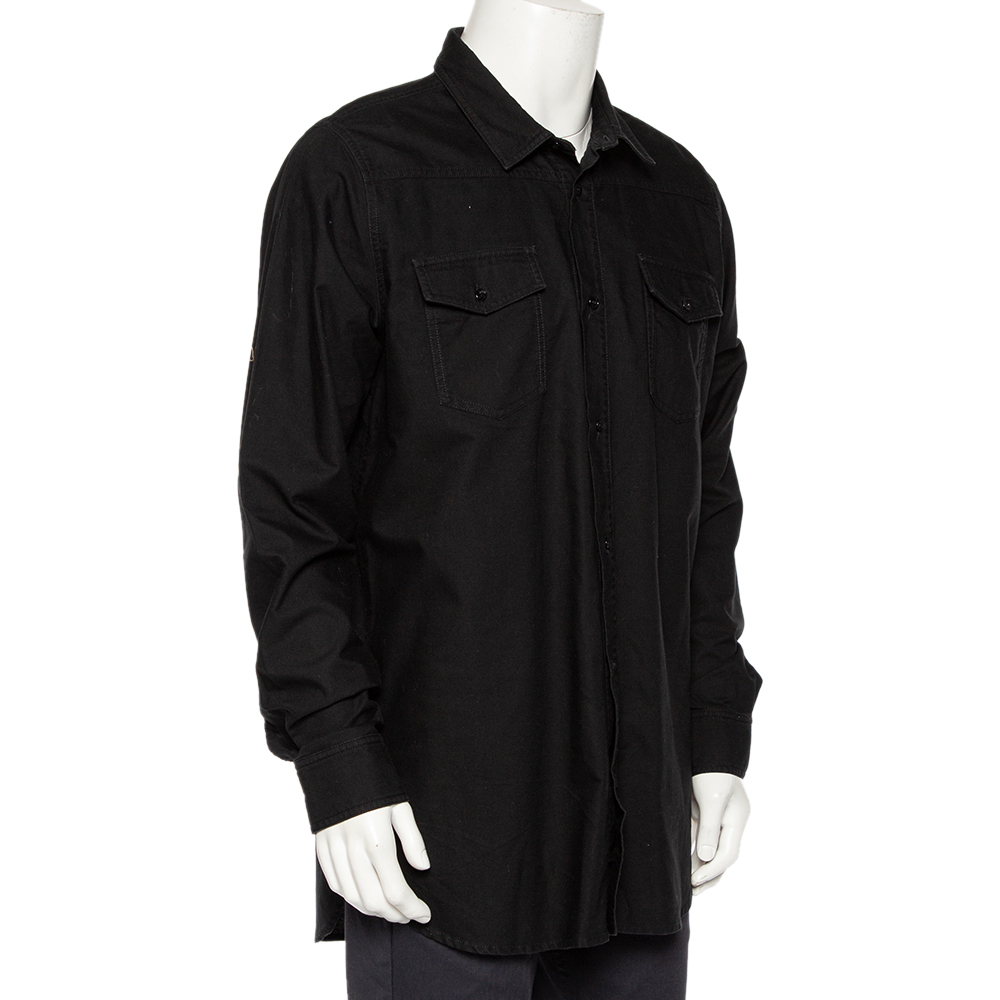

Off-White Black Cotton Firetape Printed Button Front Oversized Shirt