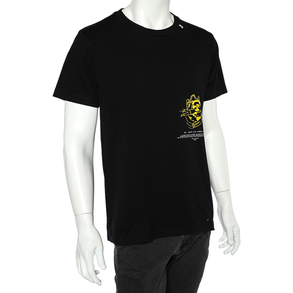 

Off-White Black Logo Printed Cotton Crewneck T-Shirt