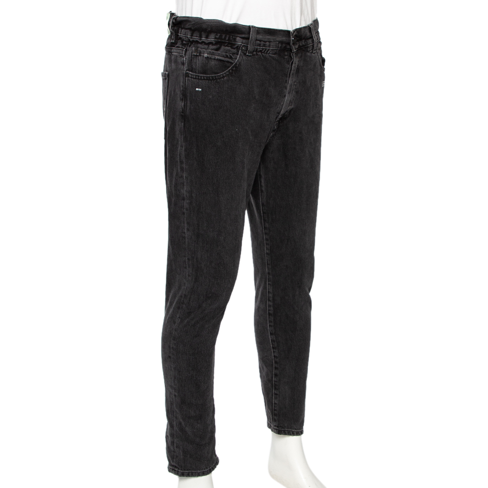

Off-White Charcoal Grey Denim Low Crotch Jeans