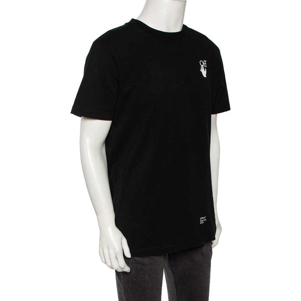 

Off-White Black Cotton Logo Printed Short Sleeve Crewneck T-Shirt