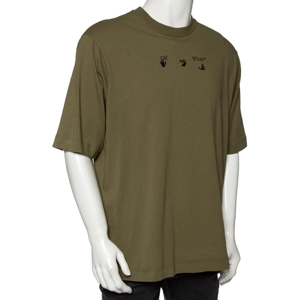 

Off-White Green Negative Arrow Print Cotton Short Sleeve T-Shirt
