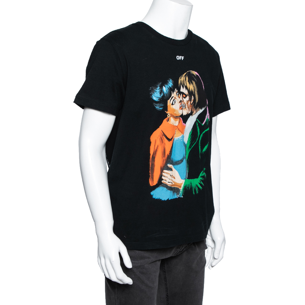 

Off-White Black Printed Cotton Short Sleeve T-Shirt
