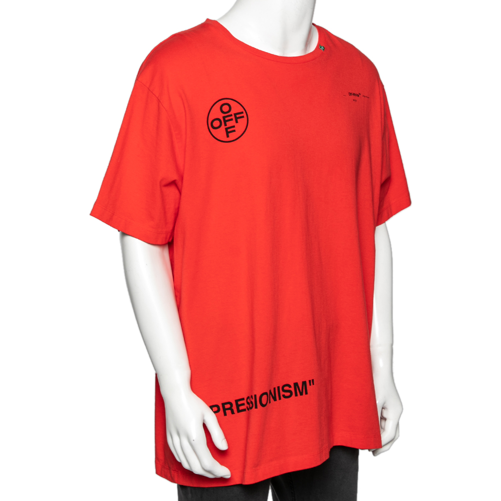 

Off-White Red Logo Printed Cotton Oversized T-Shirt