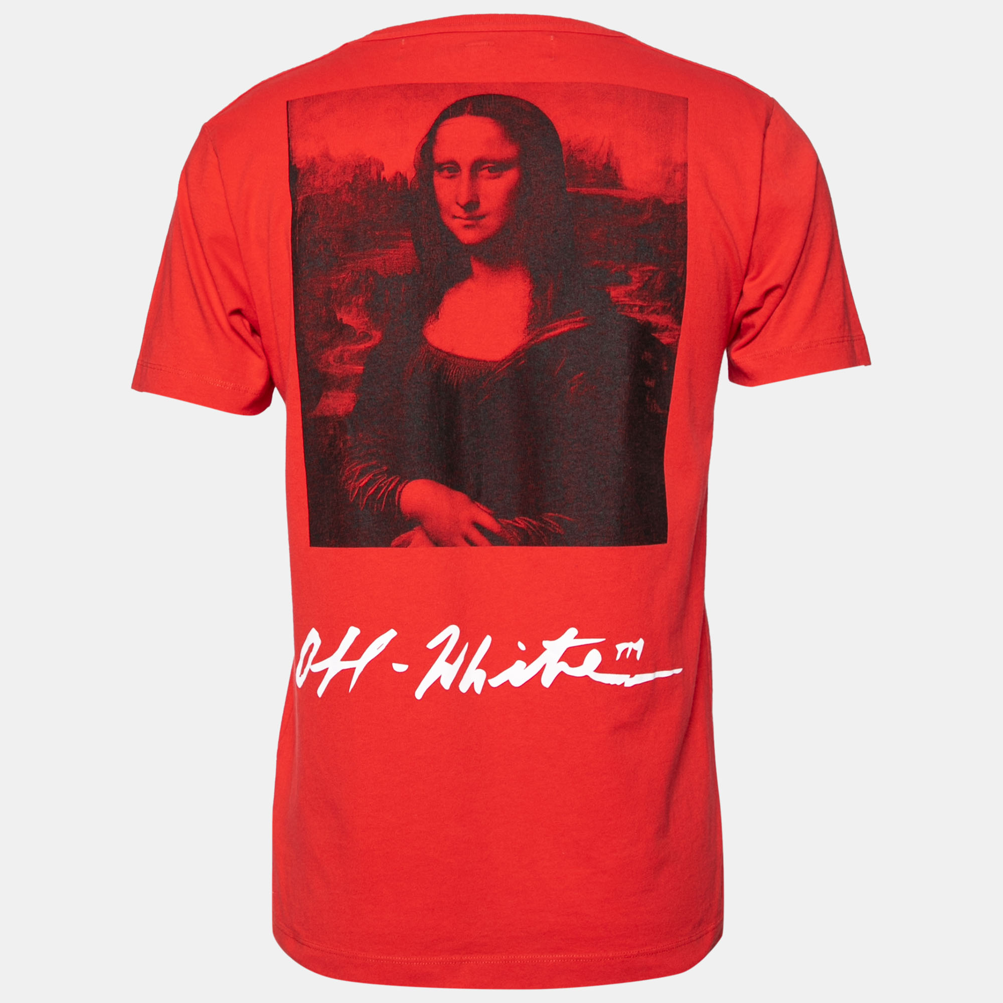 

Off-White Red Mona Lisa Printed Cotton Short Sleeve T-Shirt