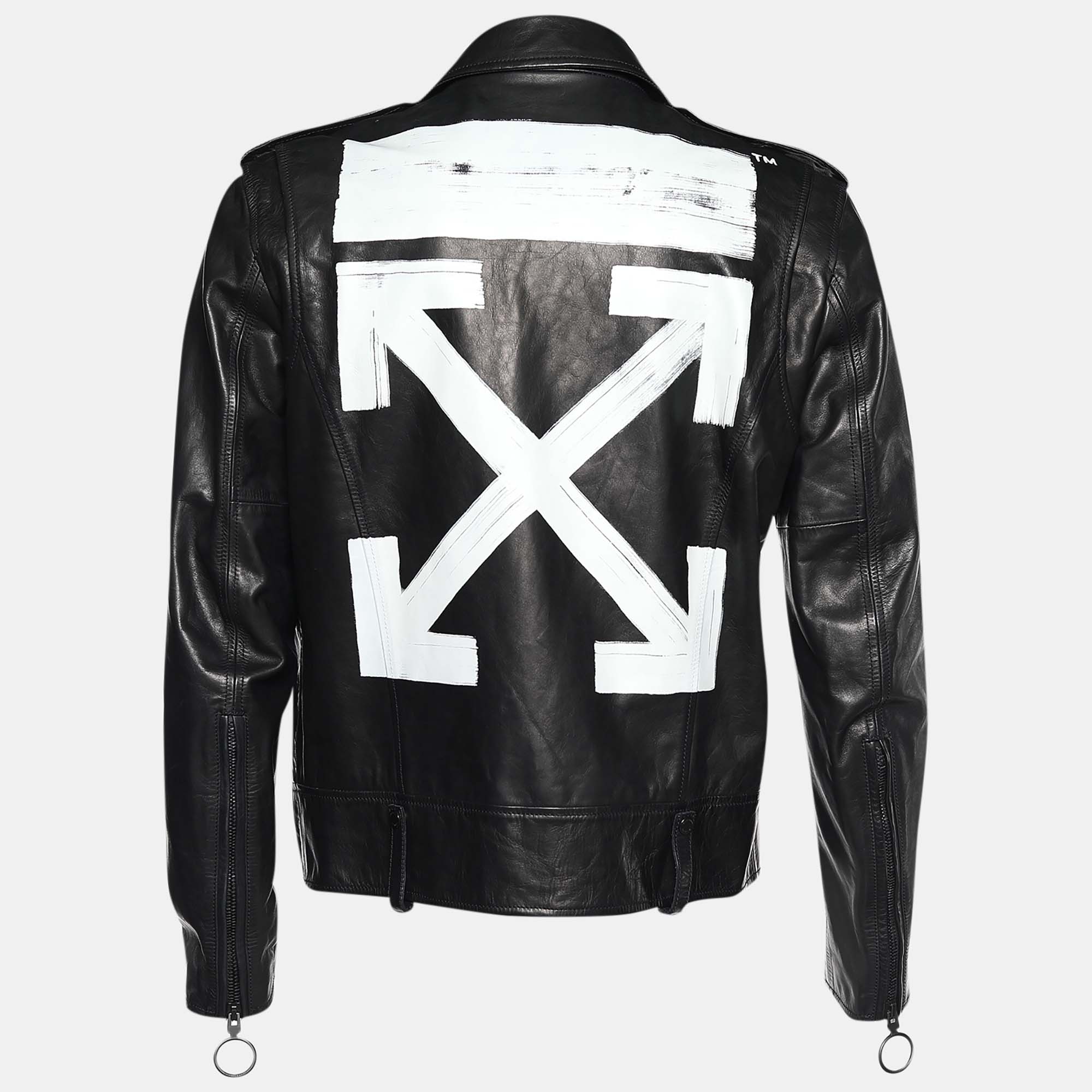 

Off-White Black Leather Biker Jacket