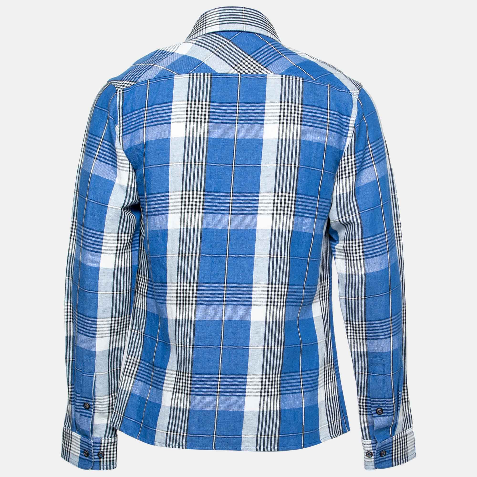 

Off-White Blue Checkered Cotton Long Sleeve Shirt