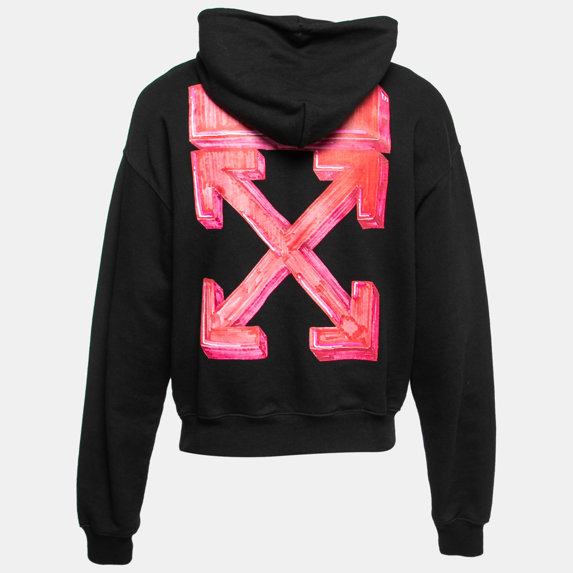 

Off-White Black Logo Printed Cotton Hoodie