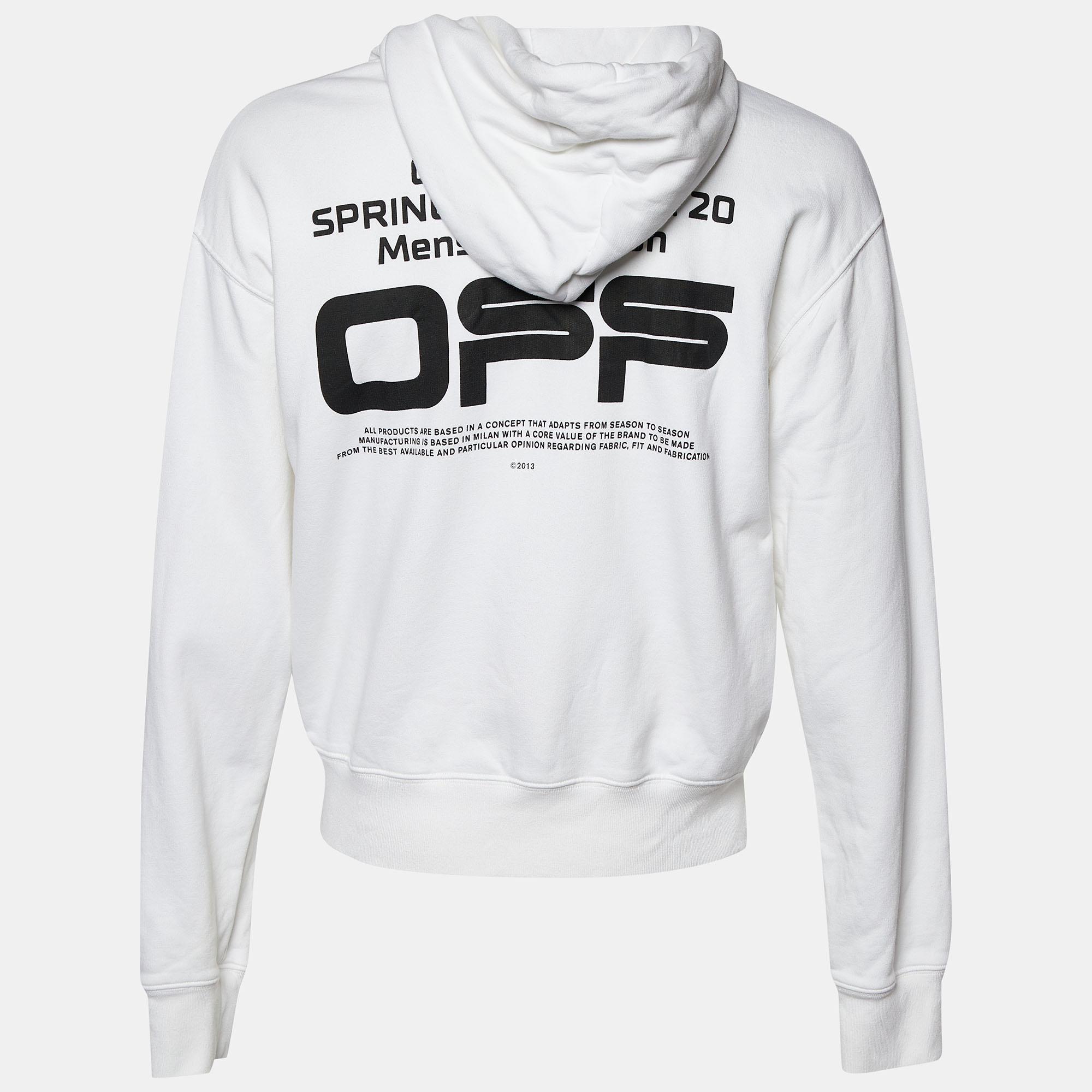 

Off-White White Cotton Knit Logo Print Hoodie