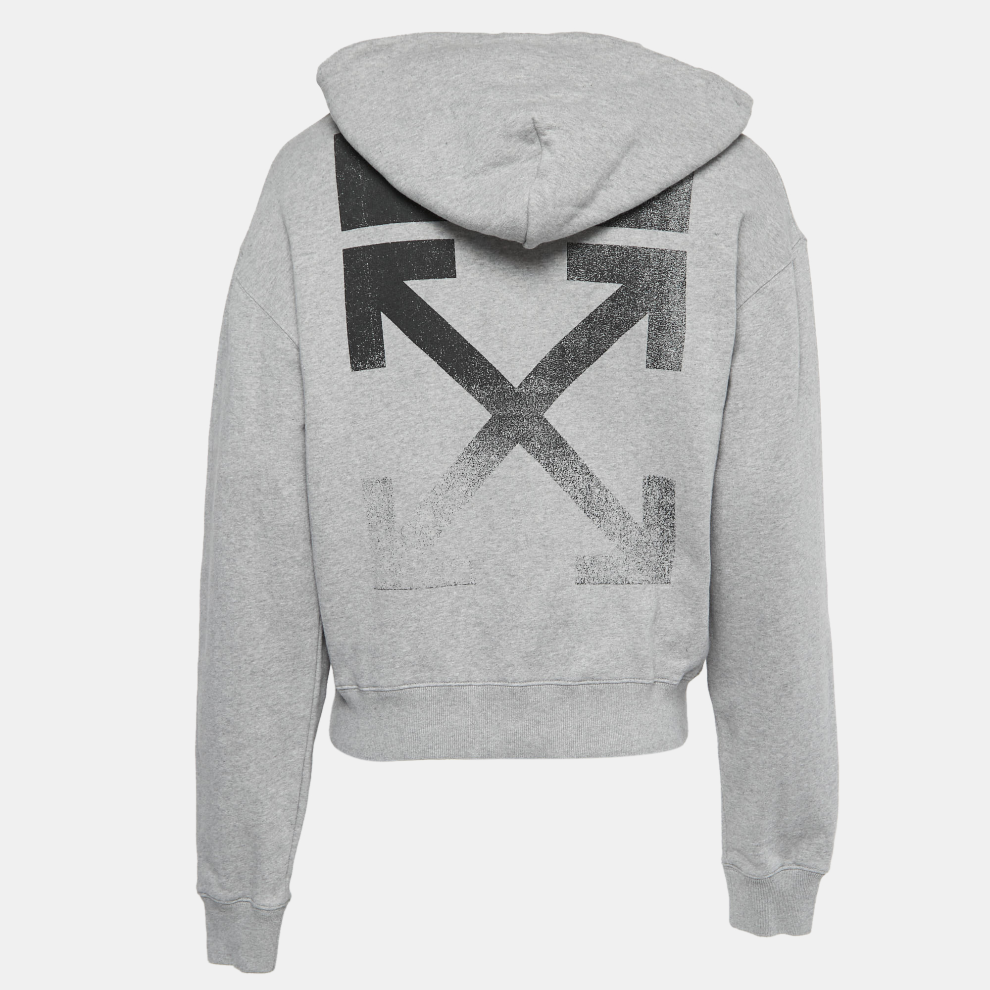

Off-White Grey Cotton Logo Print Hooded Sweatshirt