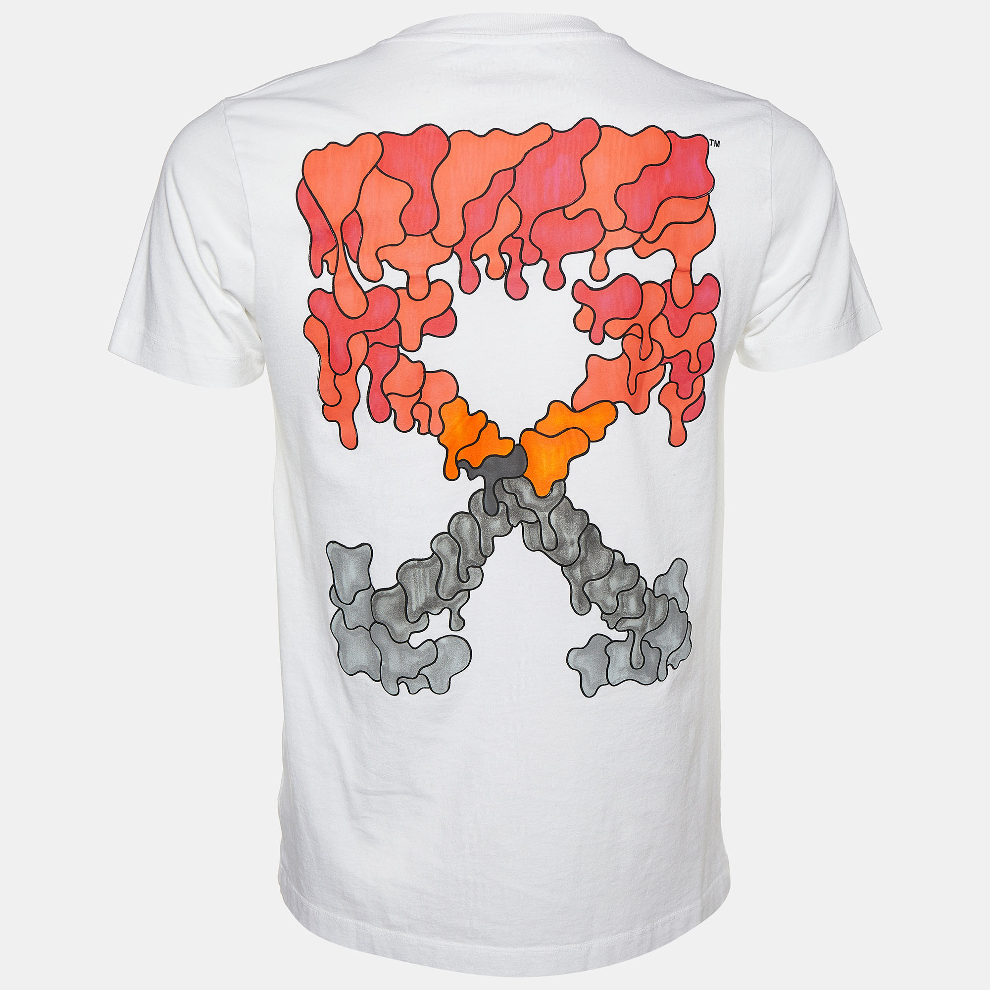 

Off White White Inkblot Logo Printed Cotton Crewneck T-Shirt
