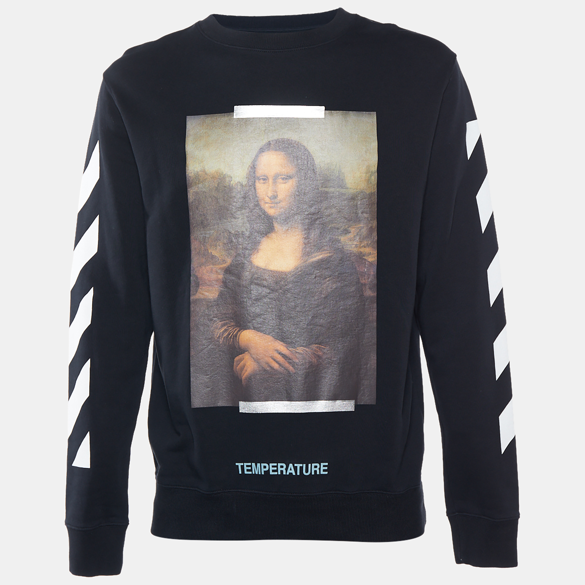 Pre-owned Off-white Black Mona Lisa Printed Cotton Knit Crewneck Sweatshirt S