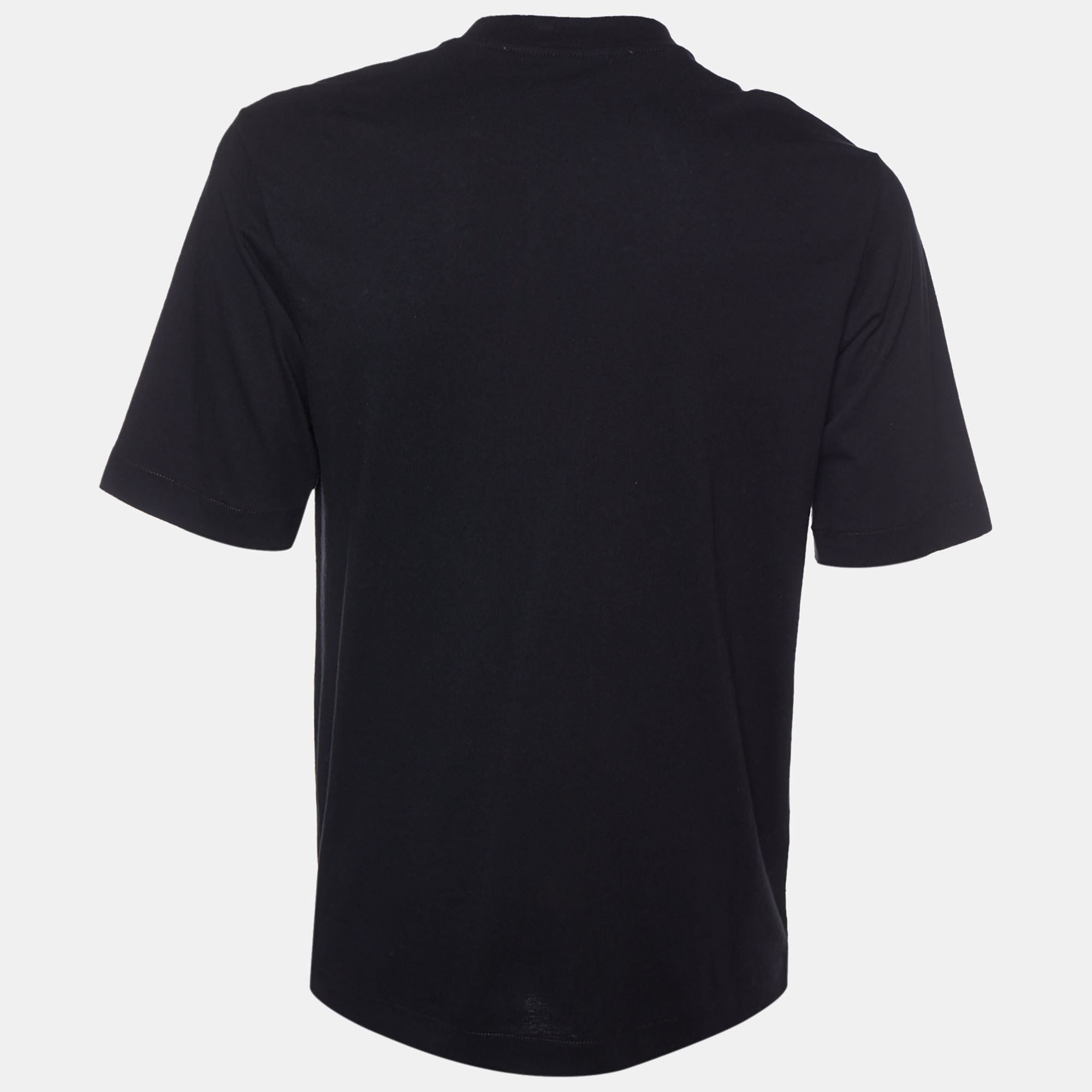 

Off-White Black Logo Embroidered Cotton Knit T-Shirt