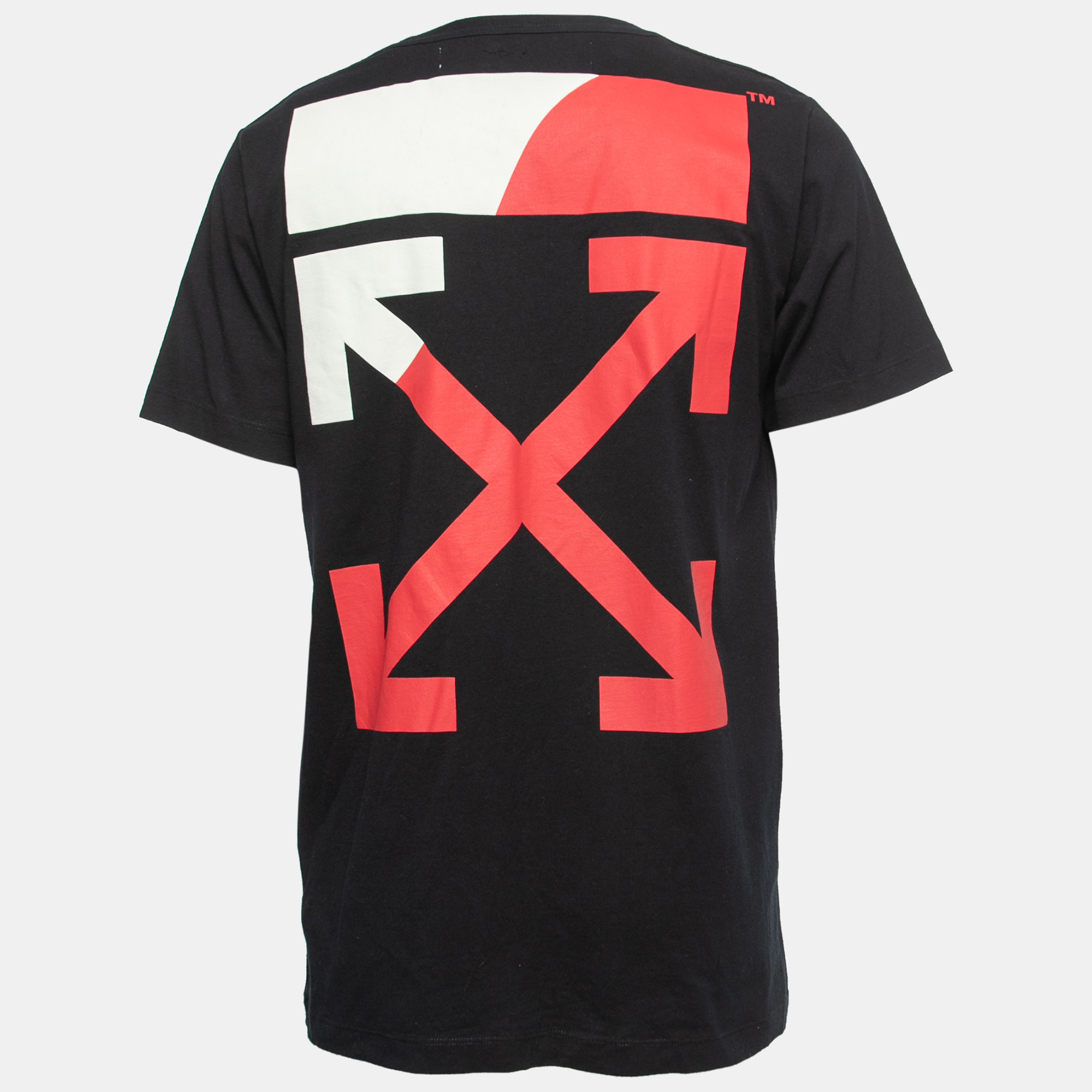 

Off-White Black Printed Cotton Crew Neck Short Sleeve T-Shirt