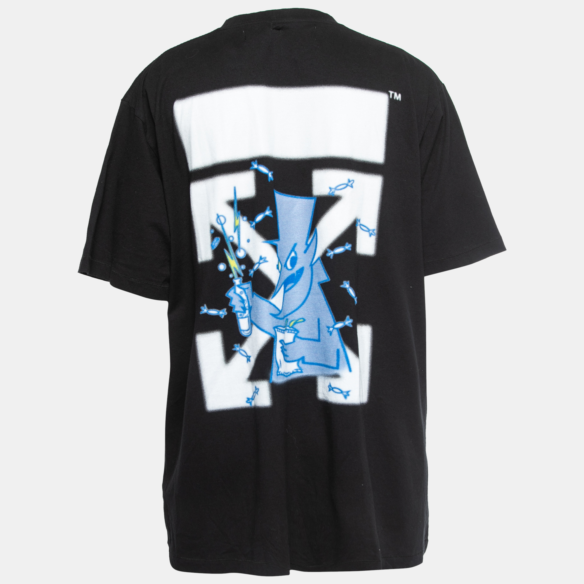 

Off-White Black Cotton Lighting Bolt Print T-Shirt