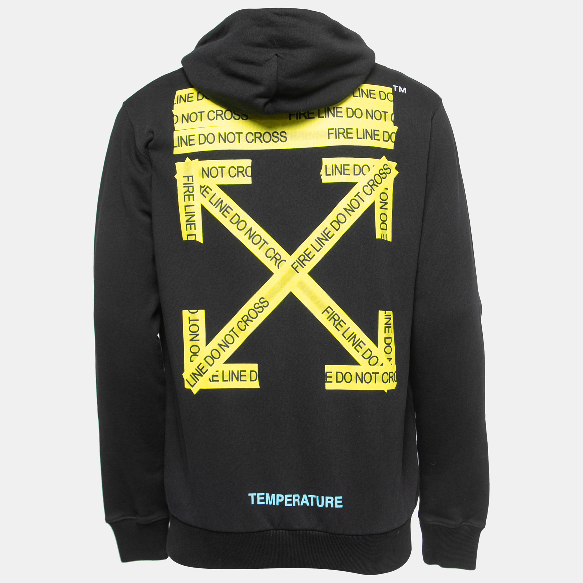 

Off-White Black Jersey Cotton Do not Cross Line Print Hoodie