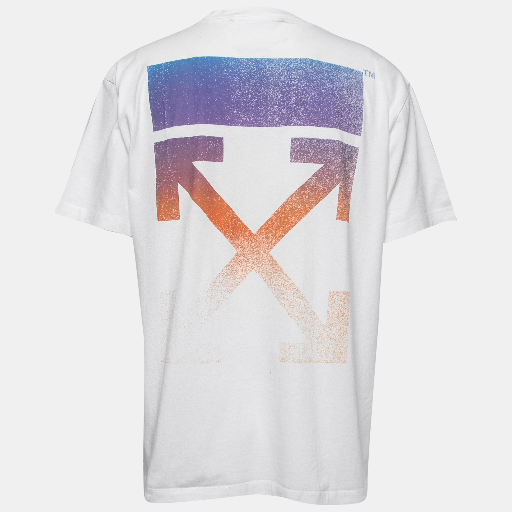 

Off-White White Logo Print Cotton Oversized Crew Neck T-Shirt