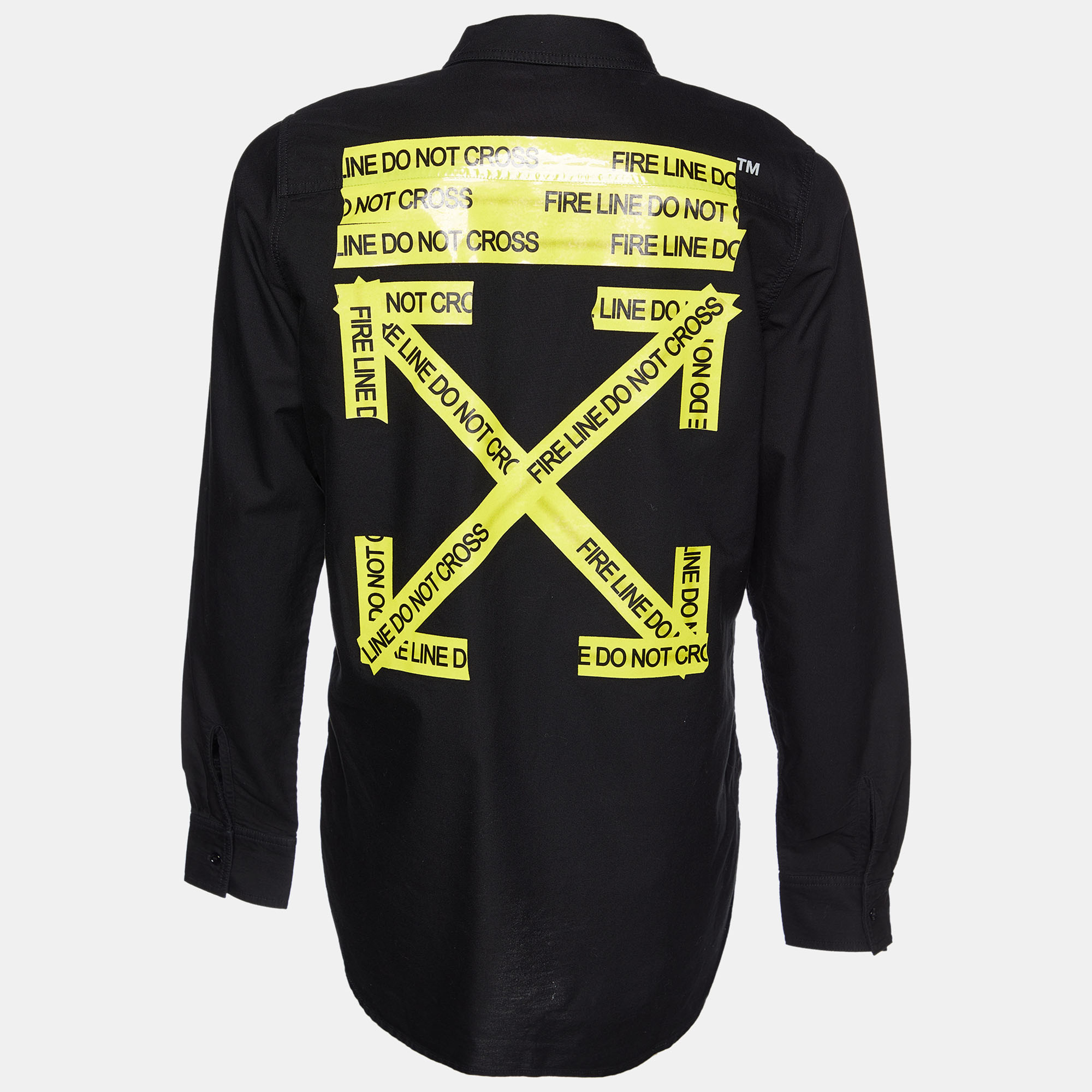 

Off-White Black Cotton Firetape Printed Button Front Oversized Shirt