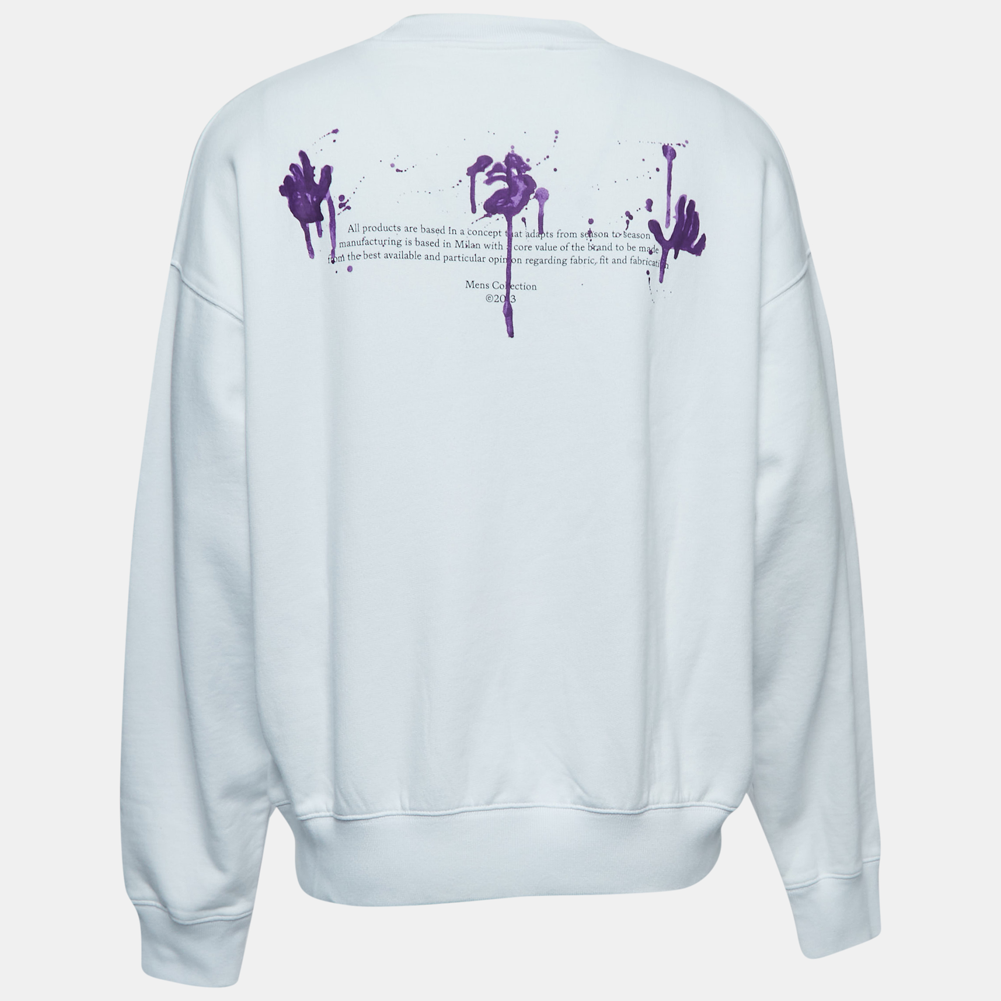 

Off-White White Dripped Logo Print Cotton Crew Neck Sweatshirt