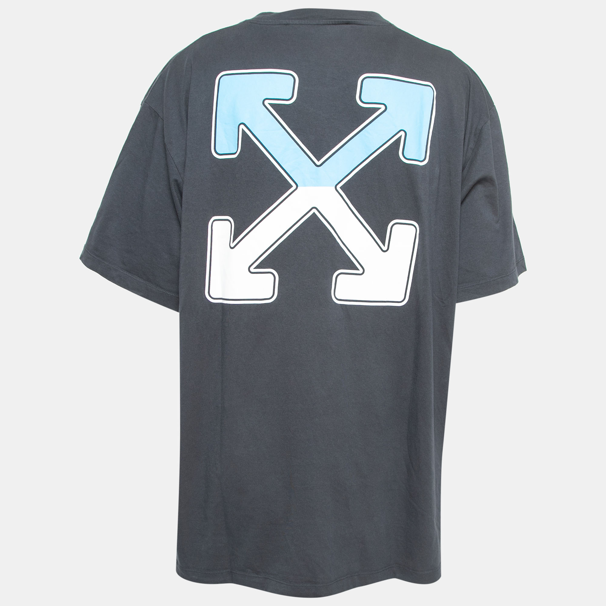 

Off-White Seasonal Blue Logo Print Cotton Crew Neck Half Sleeve T-Shirt