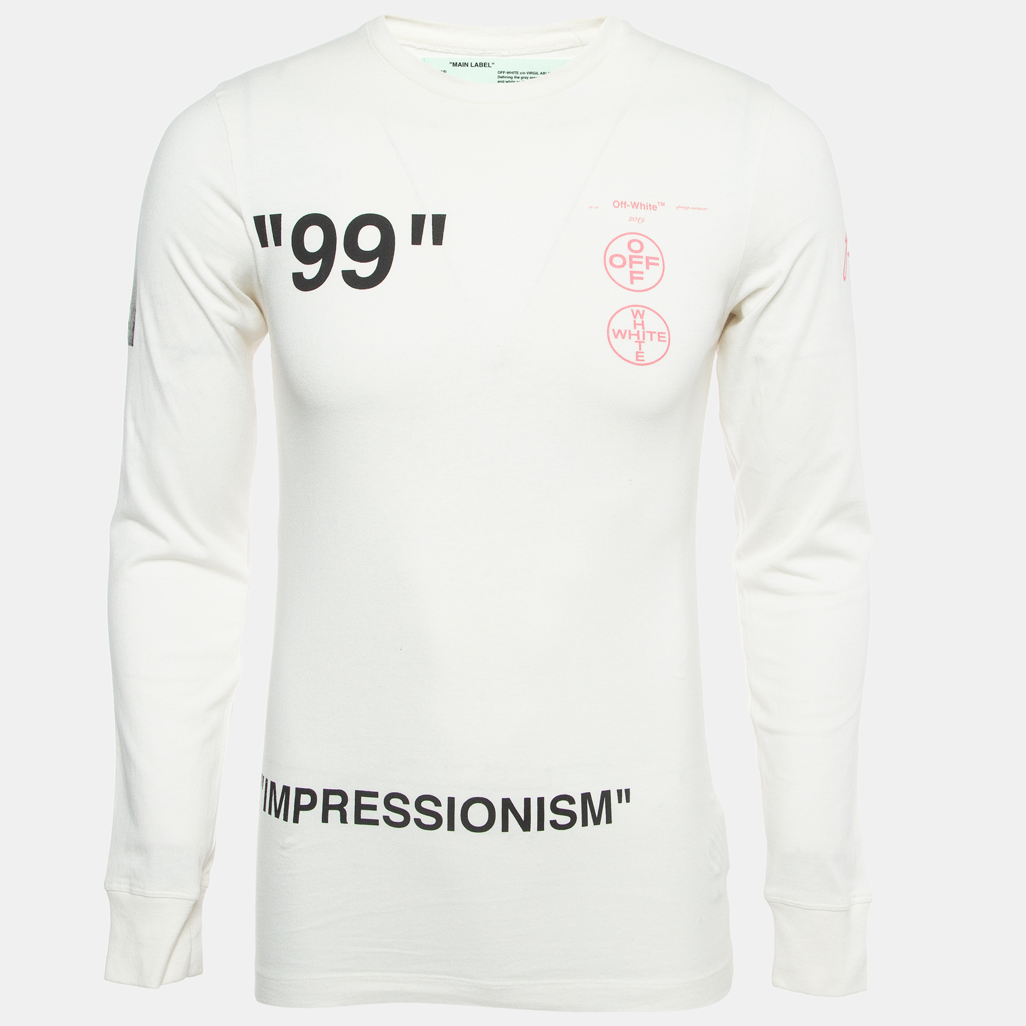 

Off-White Cream Digital Print Cotton Full Sleeve T-Shirt XS