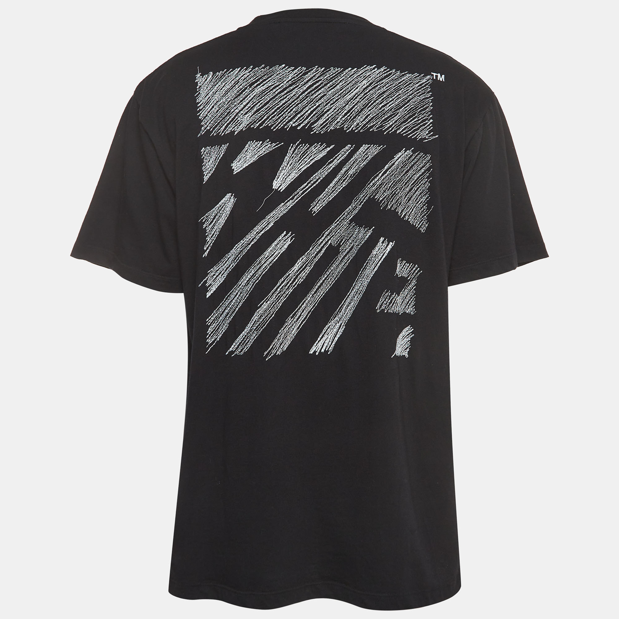 

Off-White Black Embroidered Cotton Crew Neck T-Shirt