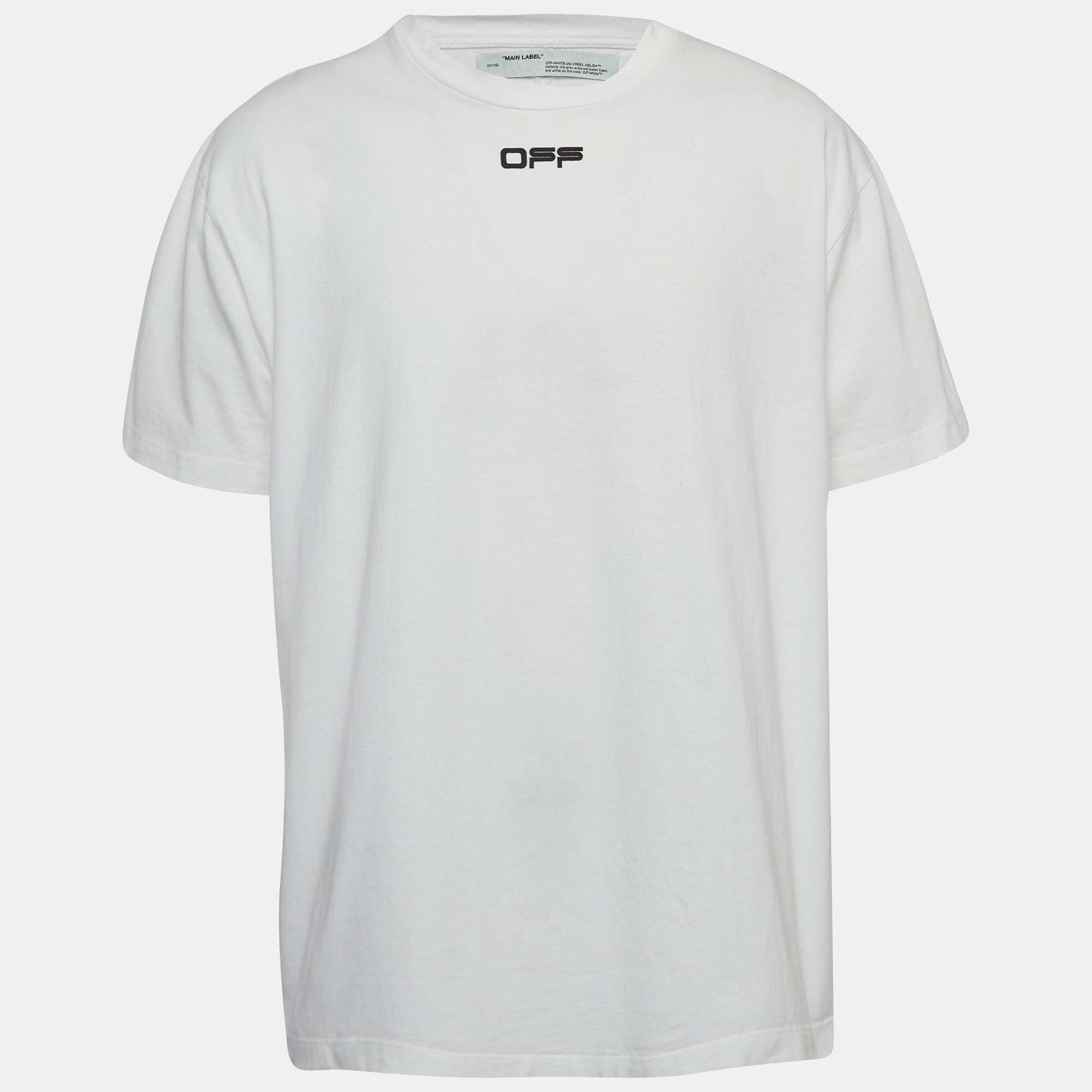 

Off-White White Airport Tape print Cotton Half Sleeve T-Shirt