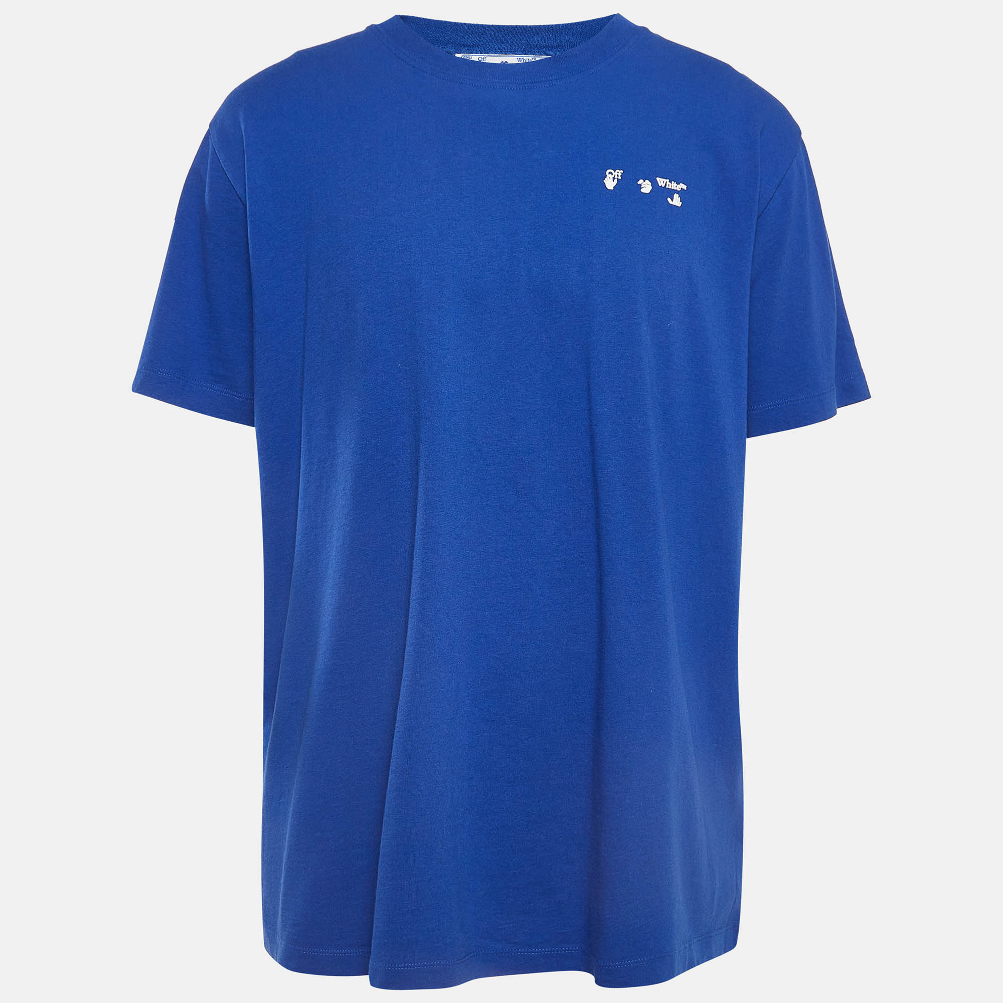 

Off-White Blue Logo Print Cotton T-Shirt XL