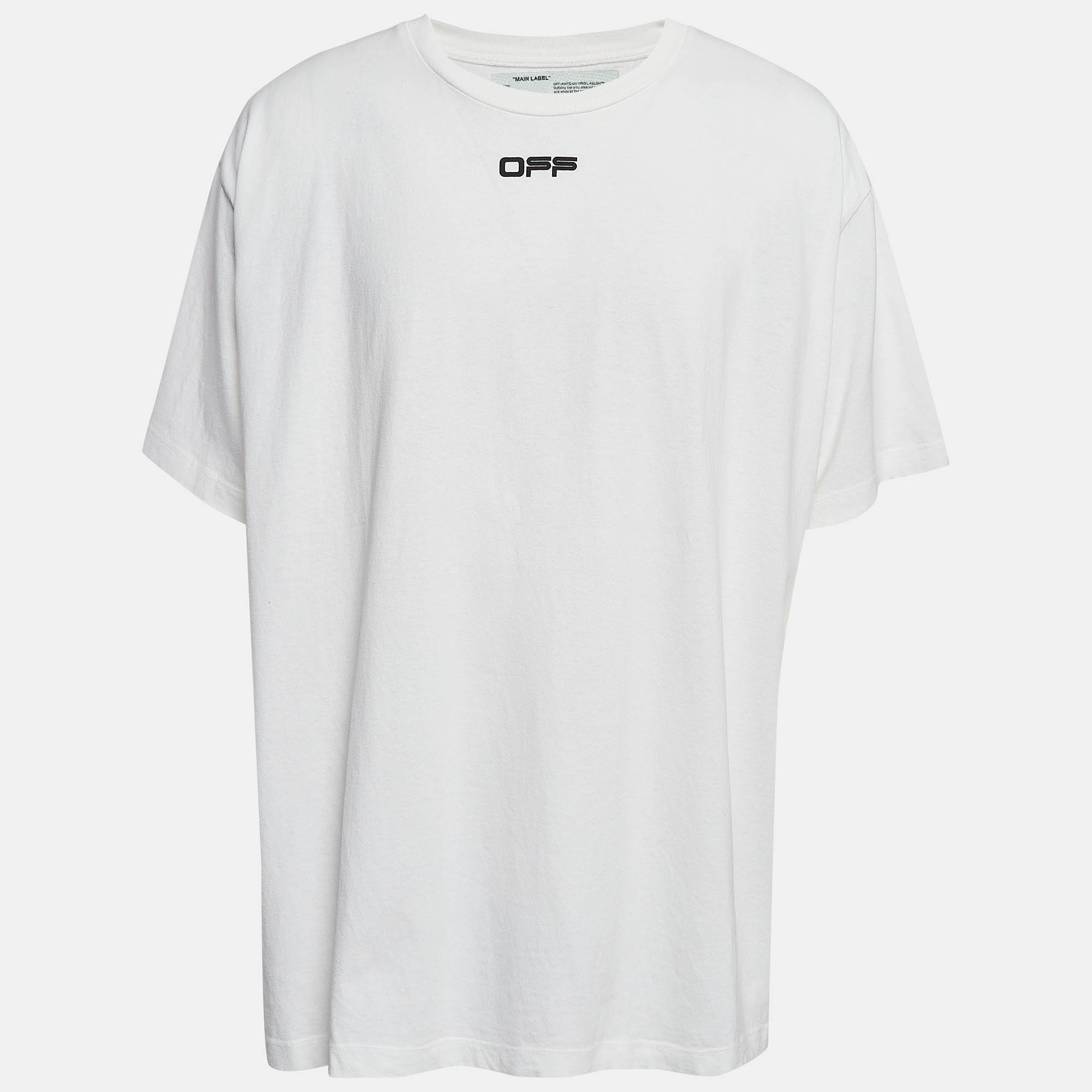 Pre-owned Off-white White Airport Tape Print Cotton Oversized T-shirt Xl