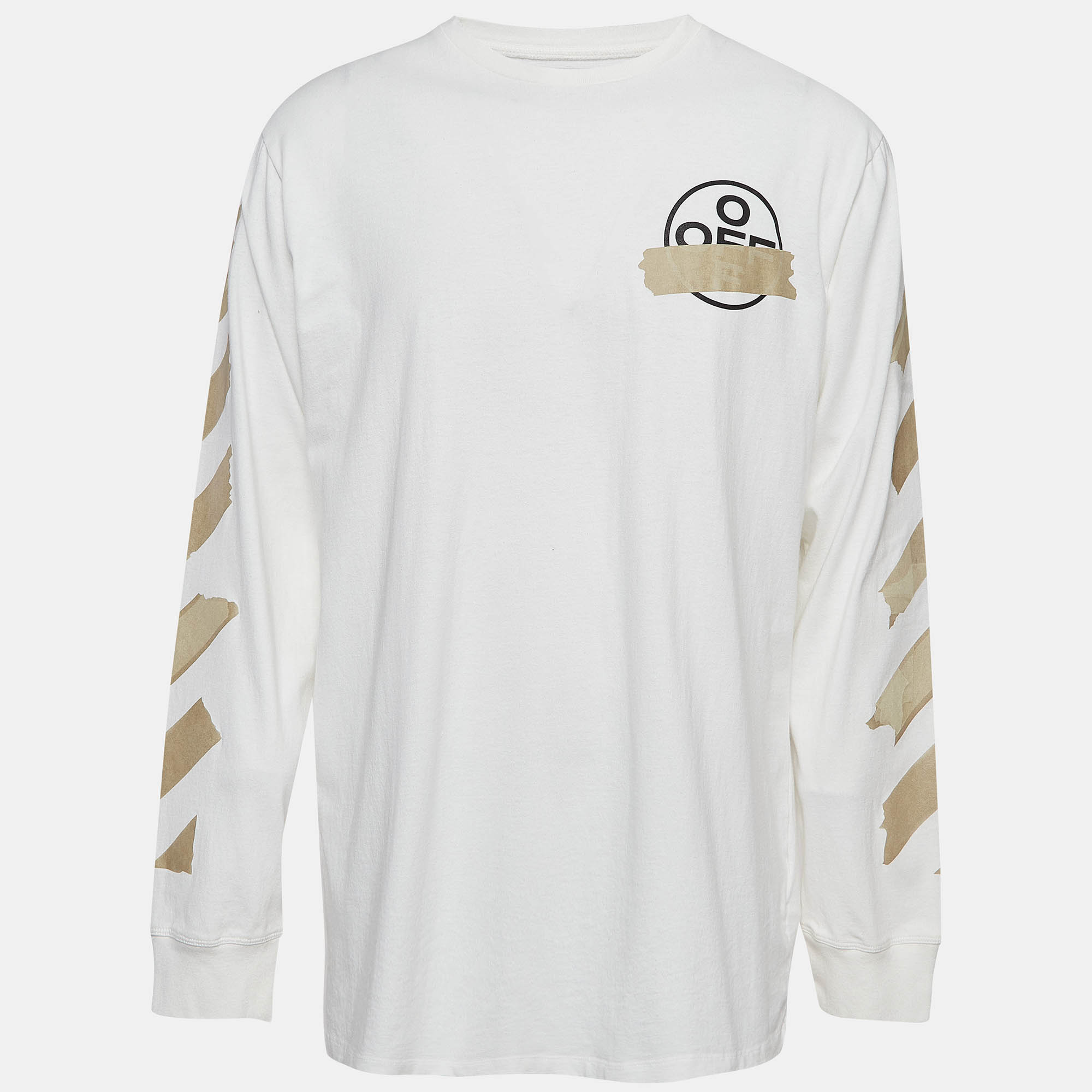 Tシャツ・カットソー OFF-WHITE WHITE LONG-SLEEVED T-SHIRT Off-White White Logo Back Print Cotton Long Sleeve T-Shirt