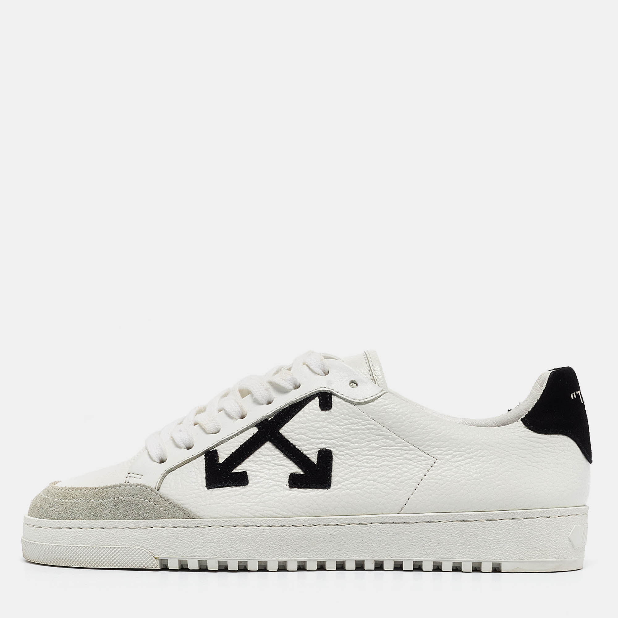 

Off-White Grey/White Leather and Suede Low Top Sneakers Size