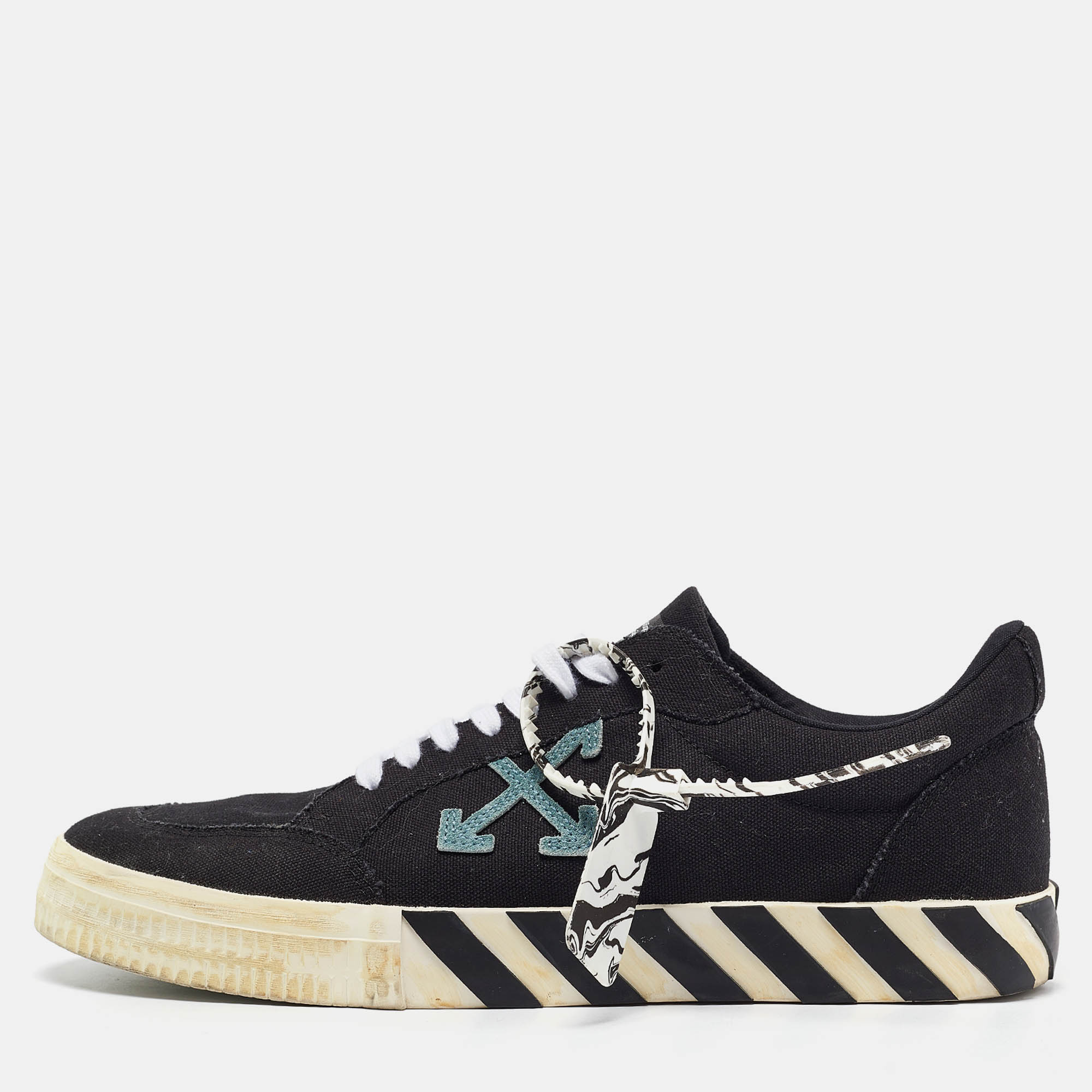 

Off-White Black Canvas Vulcanized Low Top Sneakers Size