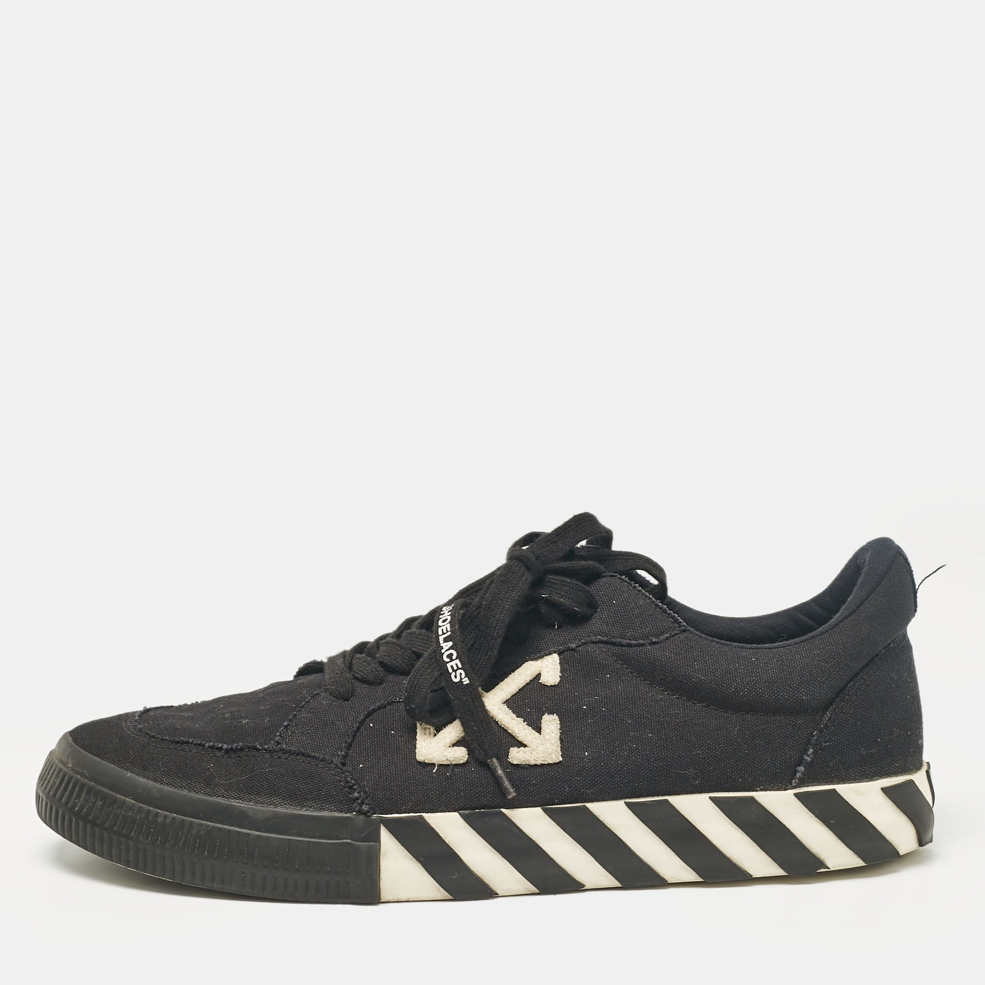 

Off-White Black Canvas Vulcanised Lace Up Sneakers Size