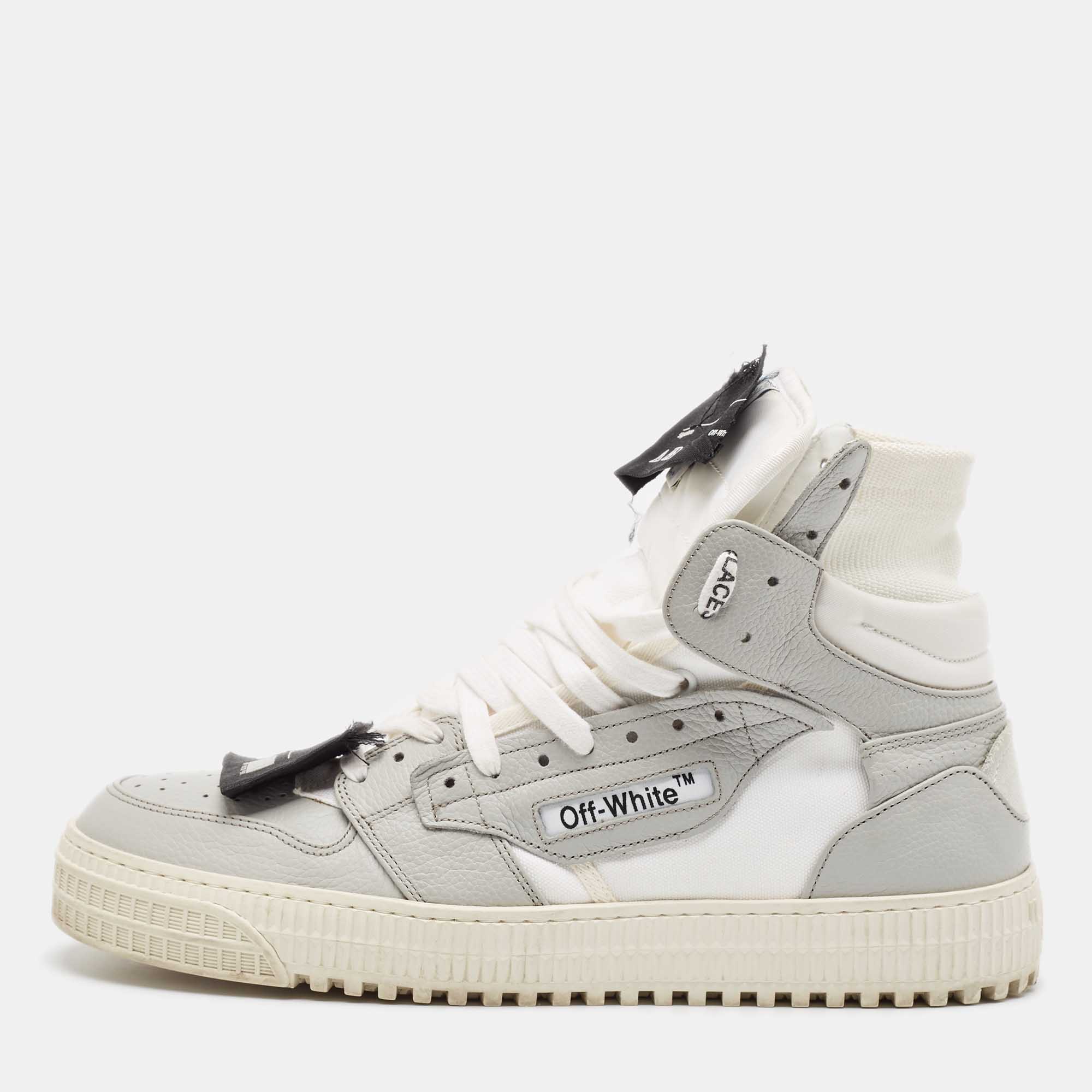 

Off-White Grey/White Leather and Canvas Off Court 3.0 Sneakers Size