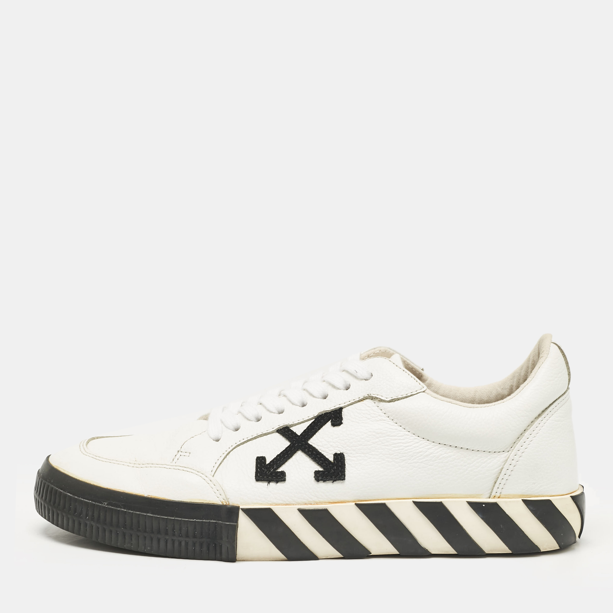 

Off-White White Leather Vulcanized Lace Up Sneakers Size