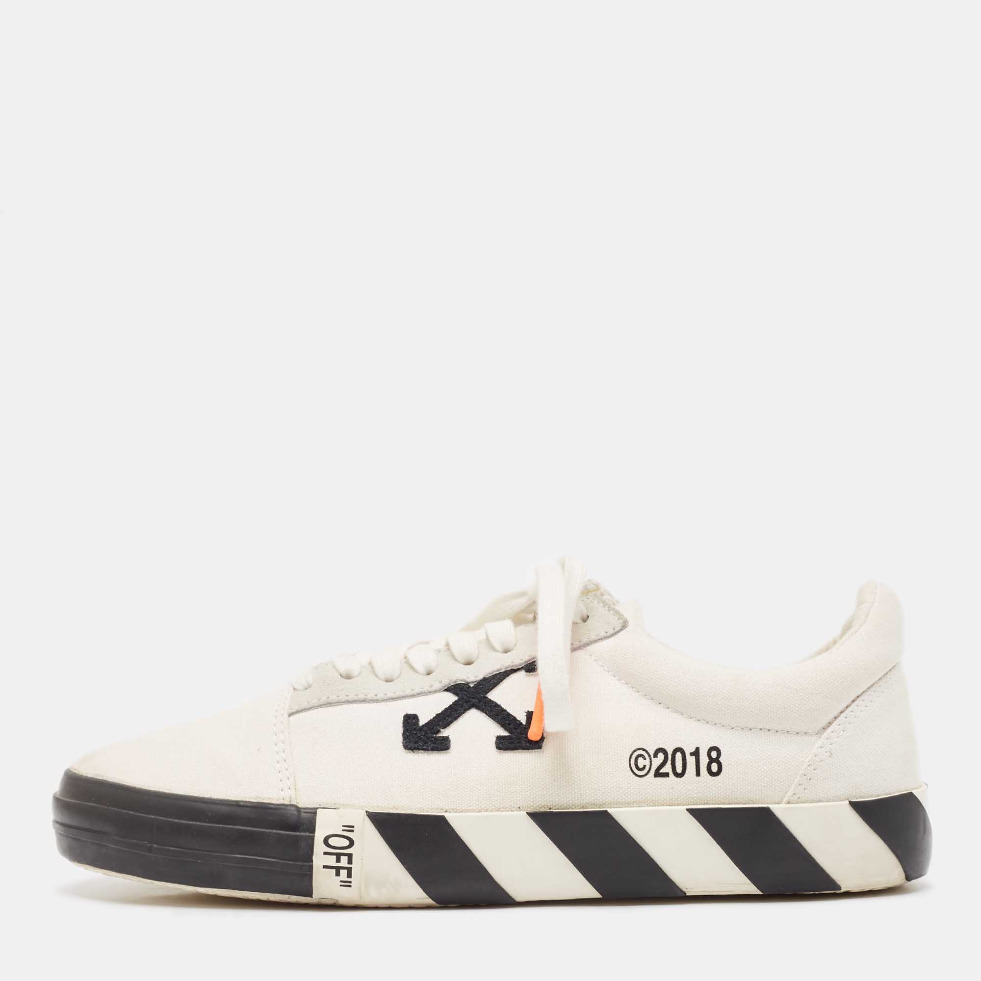 

Off-White White Canvas and Suede Vulc Lace Up Sneakers Size