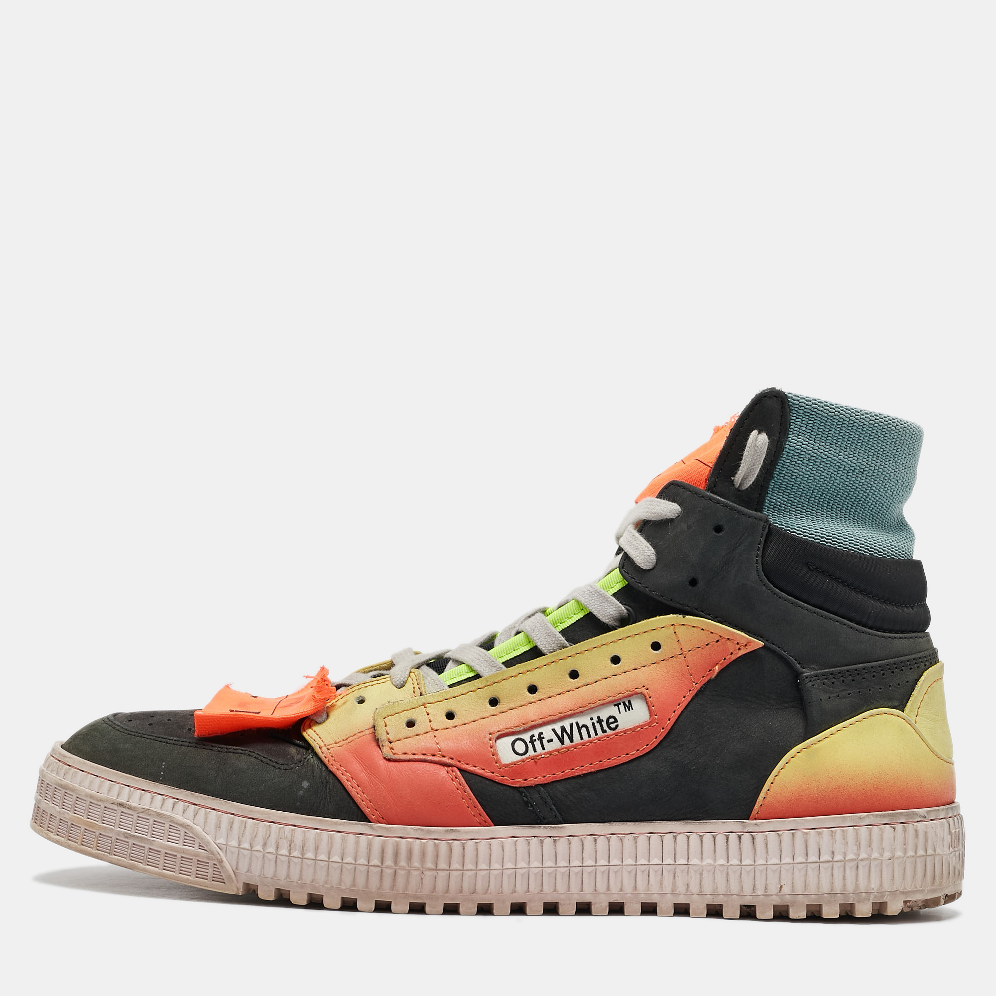 

Off-White Multicolor Nubuck Leather Off Court High Top Sneakers Size