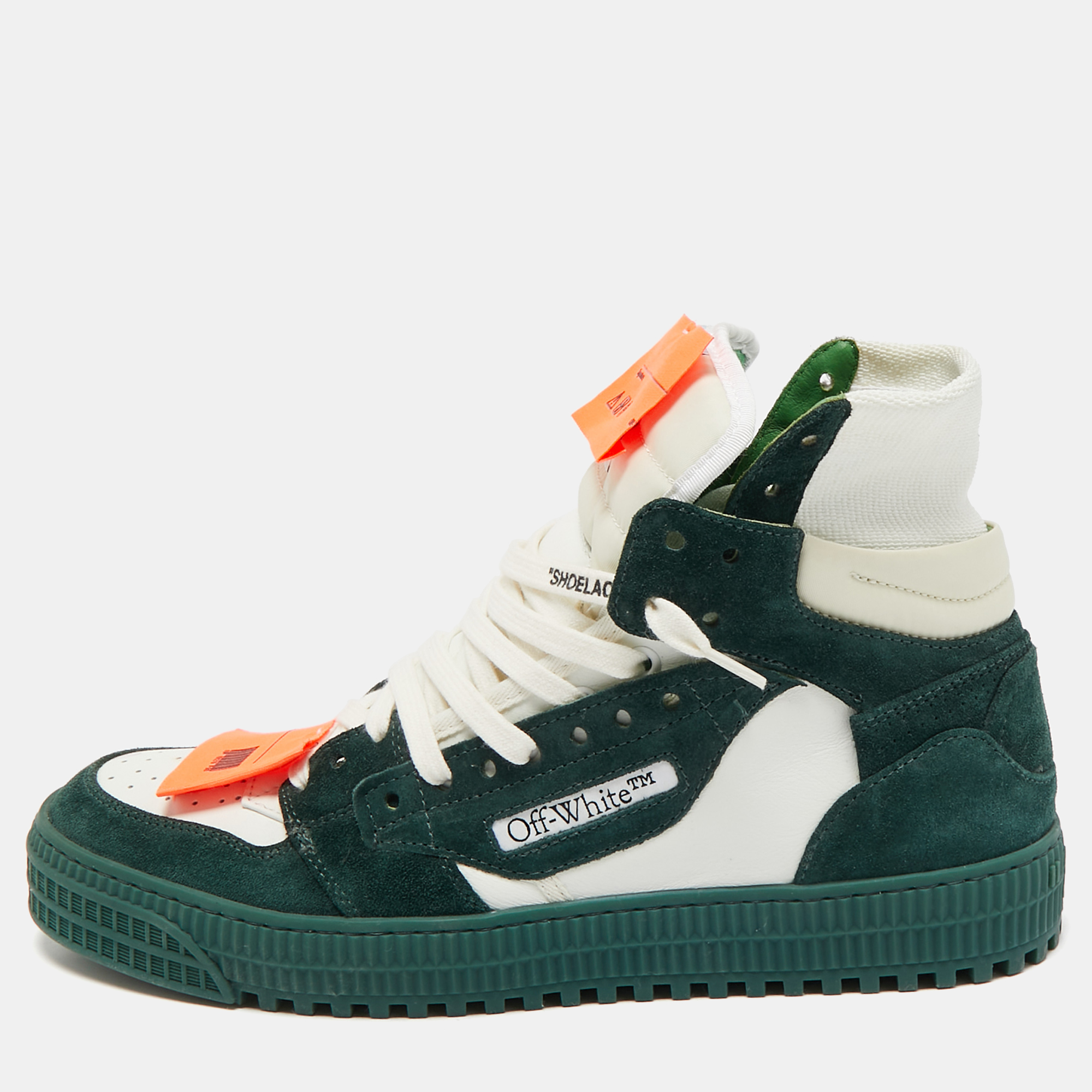 

Off-White Green Leather and Suede Court 3.0 High Top Sneakers Size