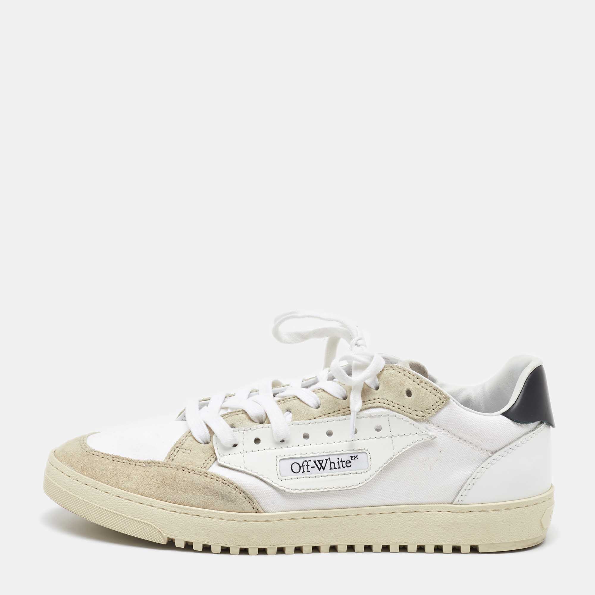 

Off-White White/Beige Canvas and Suede 5.0 Low Top Sneakers Size