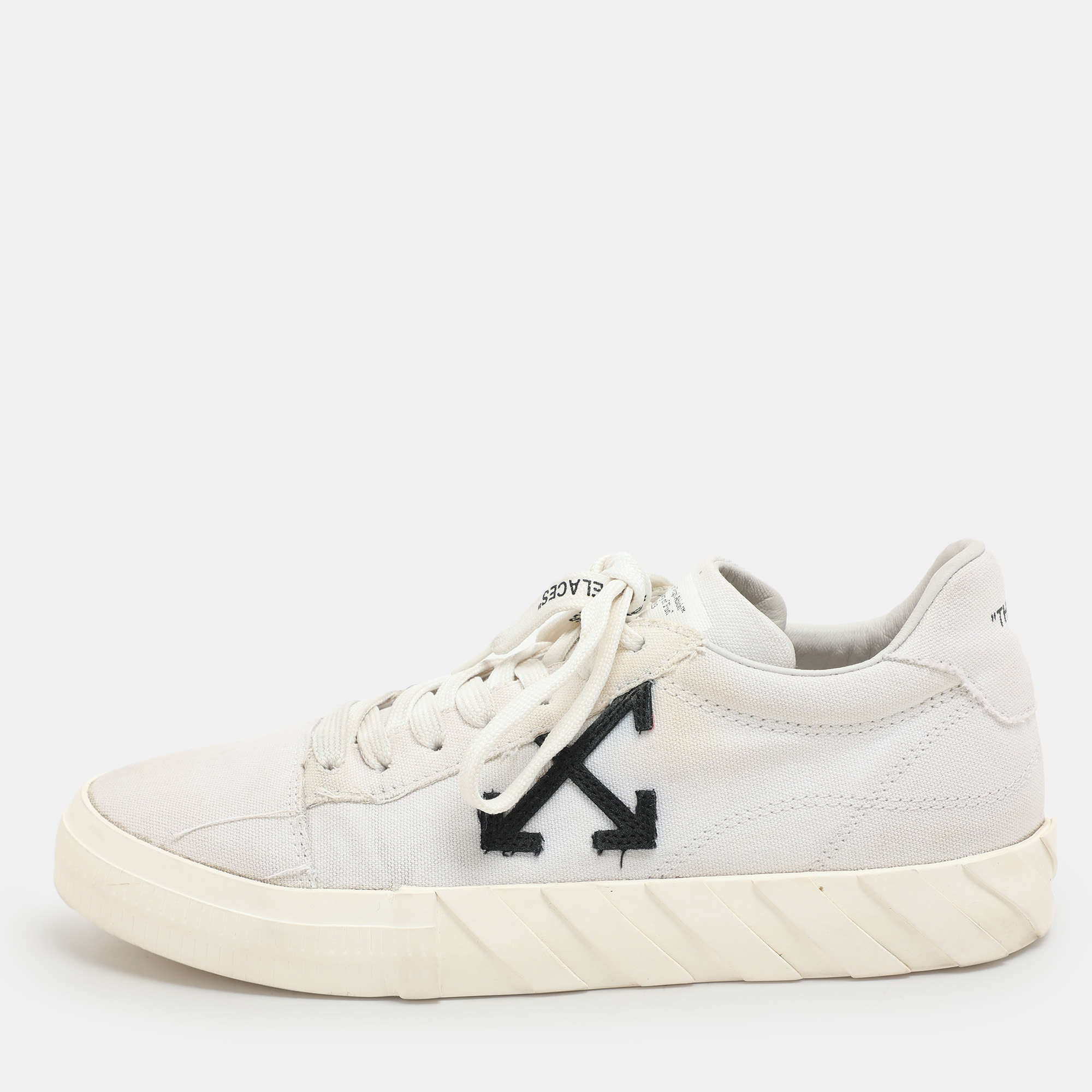 

Off-White White Canvas Vulcanized Low Top Sneakers Size