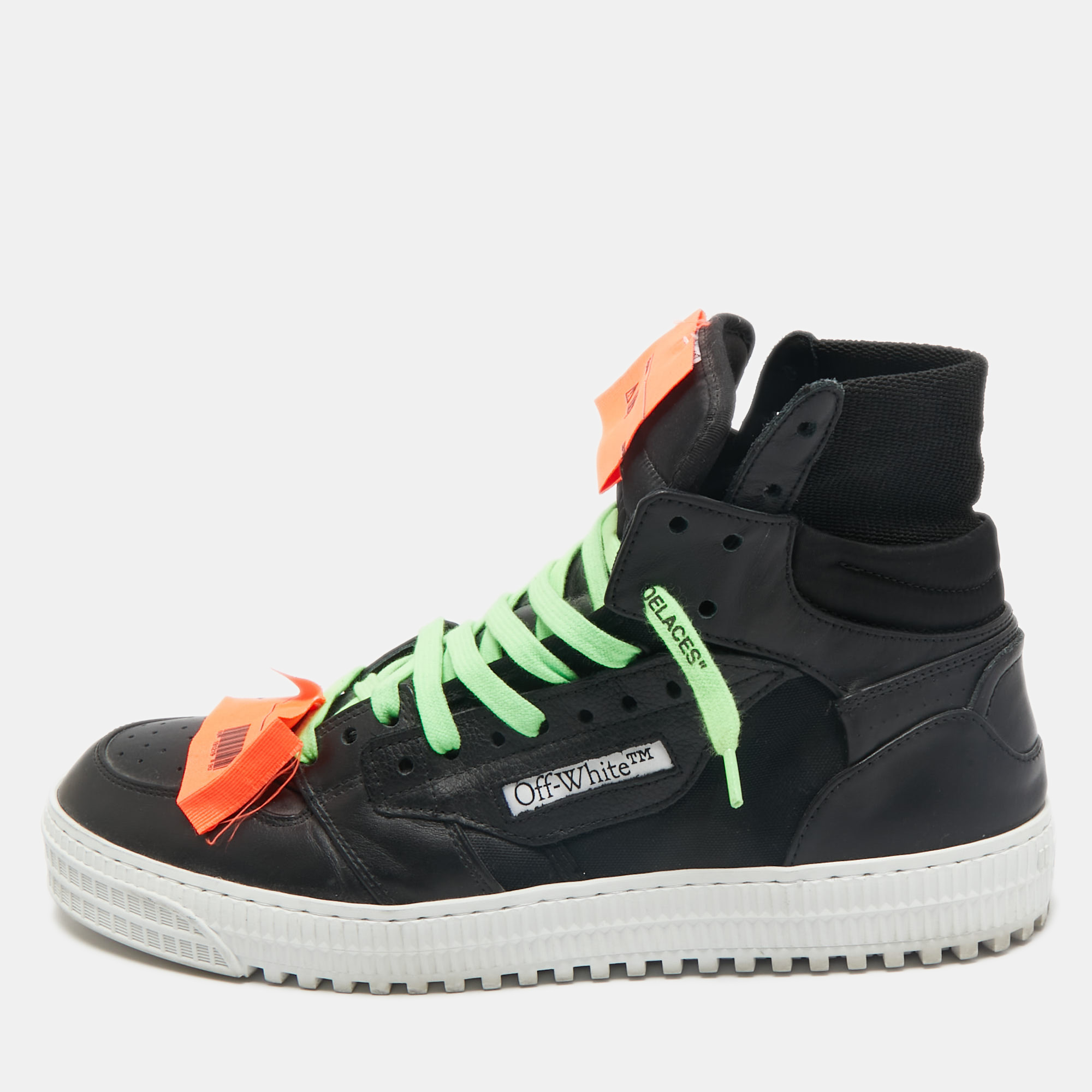 

Off-White Black Canvas and Leather Court 3.0 High Top Sneakers Size
