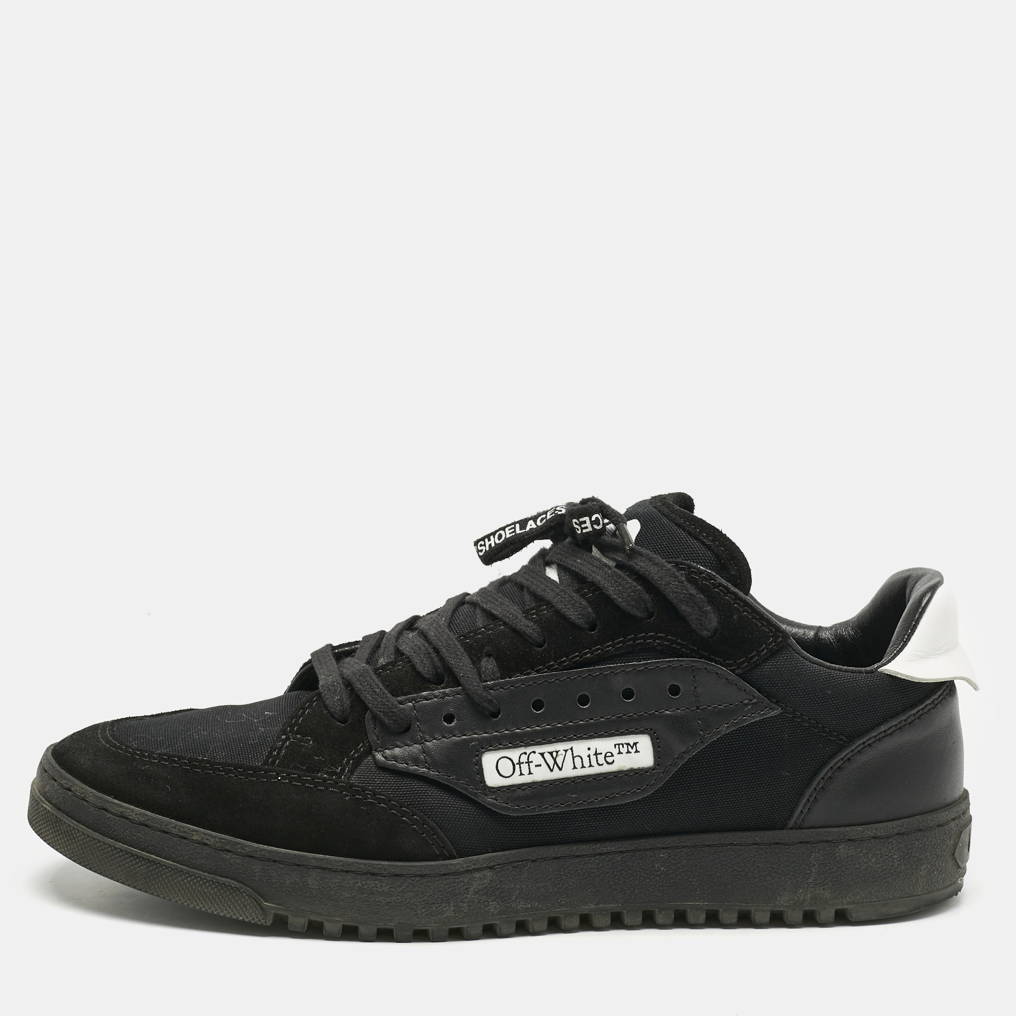 Pre-owned Off-white Black/white Canvas And Suede 5.0 Sneakers Size 42