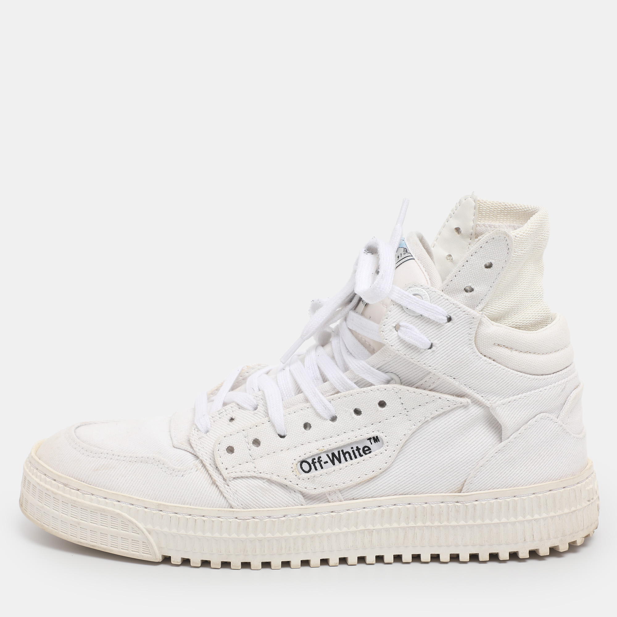 Pre-owned Off-white White Canvas Off Court 3.0 High Top Sneakers Size 39
