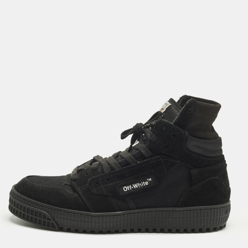 

Off-White 3.0 Off Court Size  Black Canvas and Suede High Top Sneakers