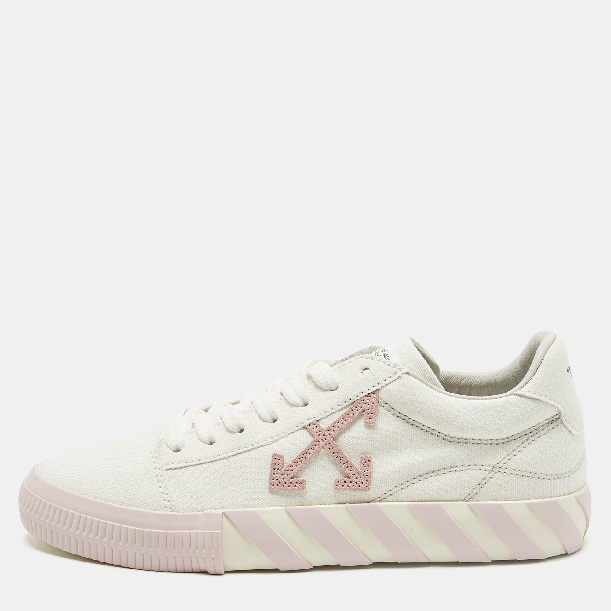 

Off-White Vulcanized Size  White/Pink Canvas Lace Up Sneakers
