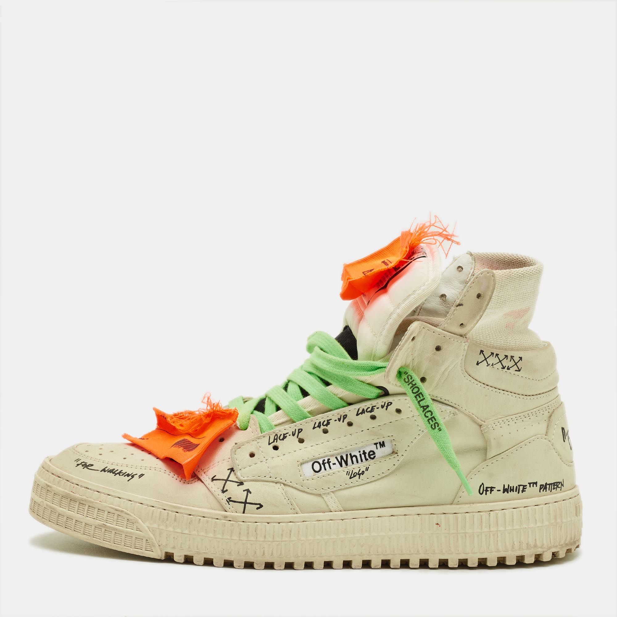 

Off-White 3.0 Off Court Size  Grey Leather High Top Sneakers
