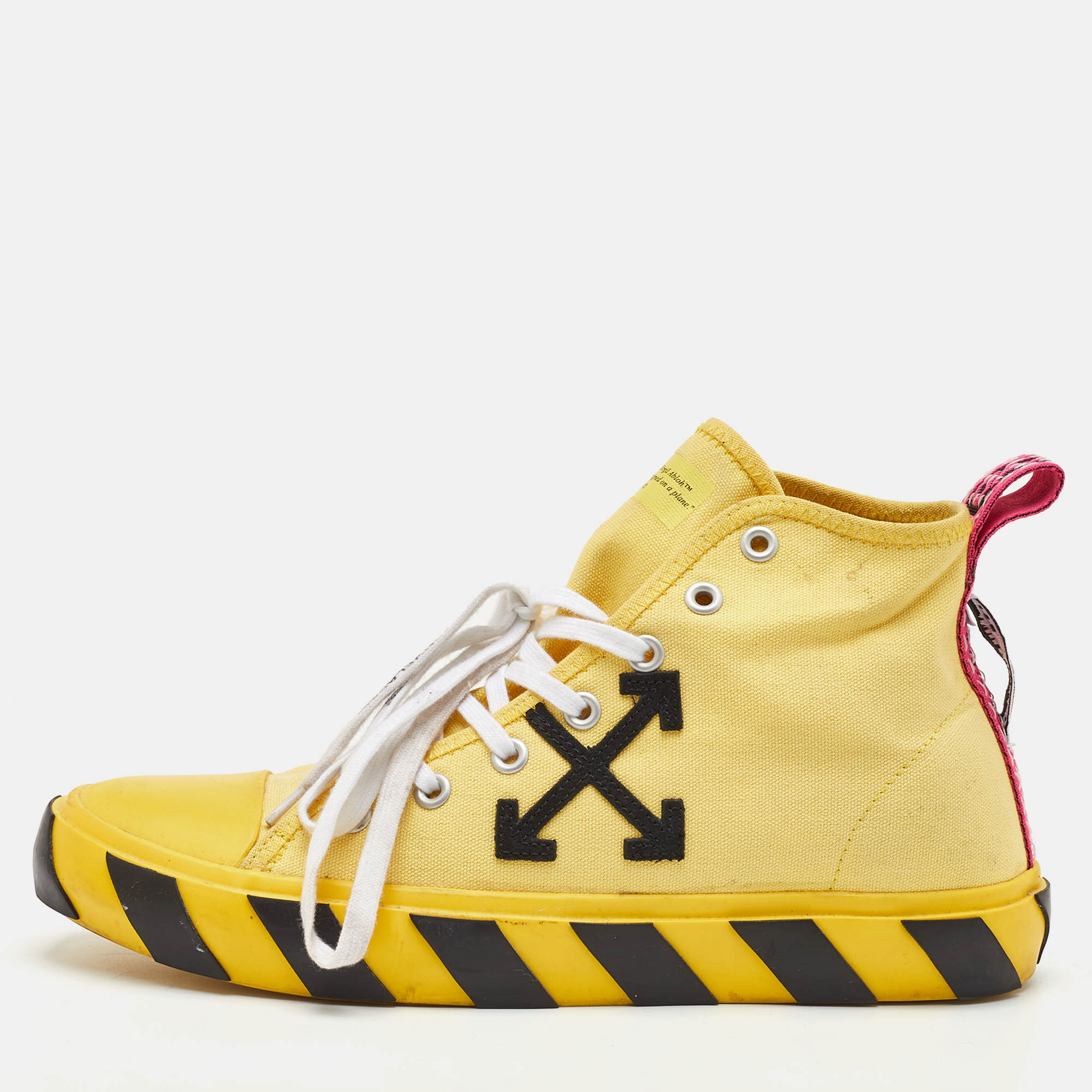 

Off-White c/o Virgil Abloh Vulcanized Size  Yellow Canvas High Top Sneakers