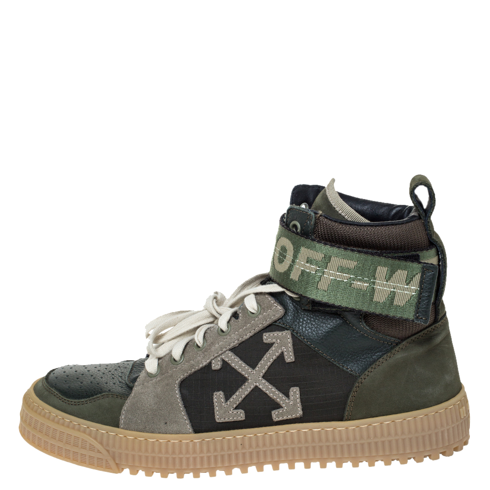 

Off-White Green Leather And Fabric Off Court 3.0 High-Top Sneakers Size